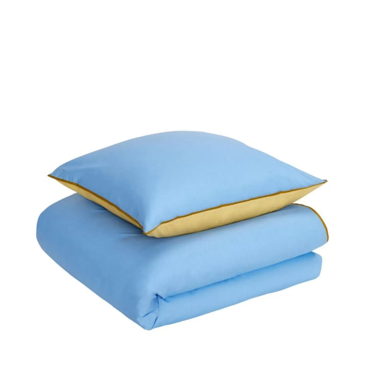 Hübsch Bed Linen^Aki Bed Linen 60/200 Blue/Yellow Blue, Yellow, Brown