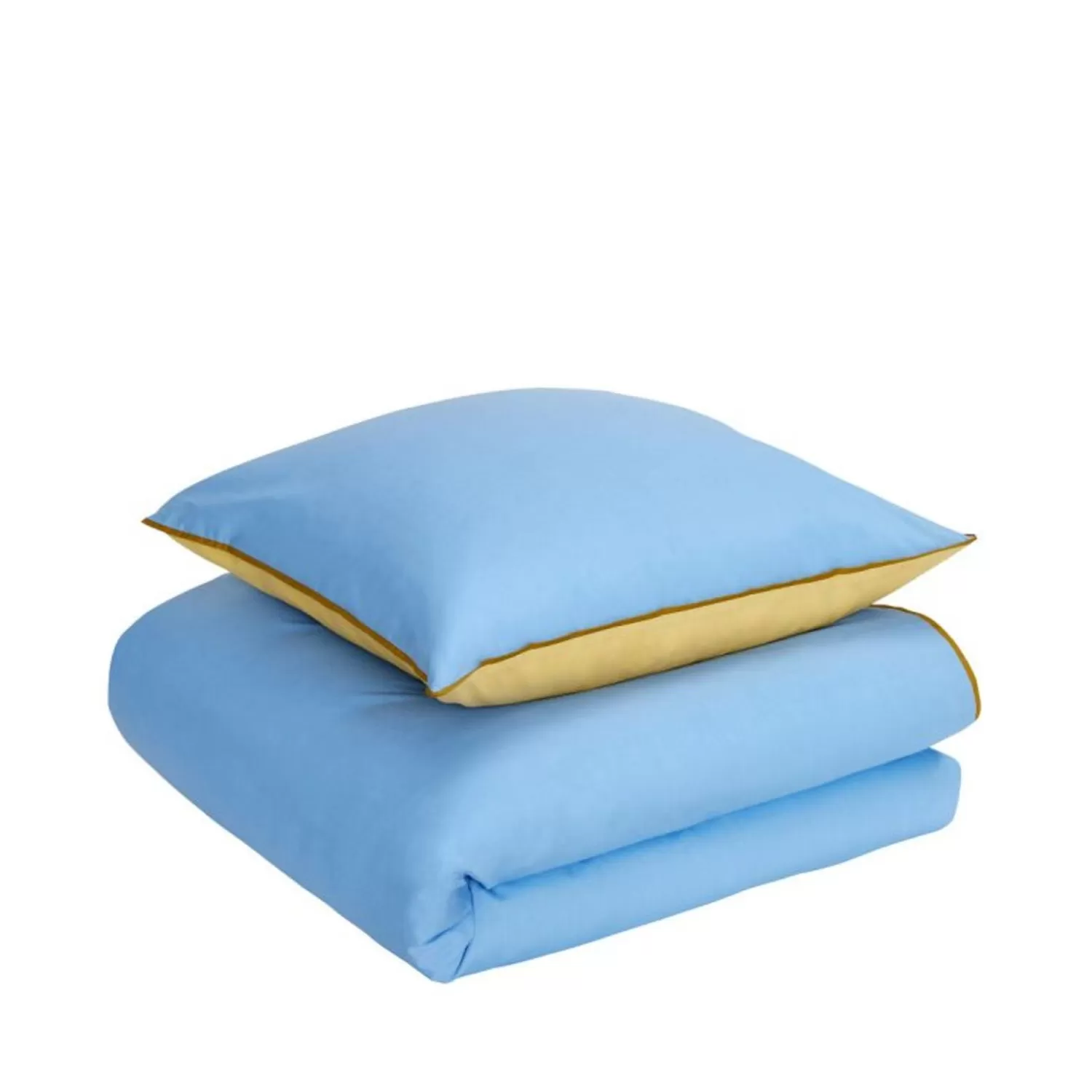 Hübsch Bed Linen^Aki Bed Linen 80/200 Blue/Yellow Blue, Yellow, Brown