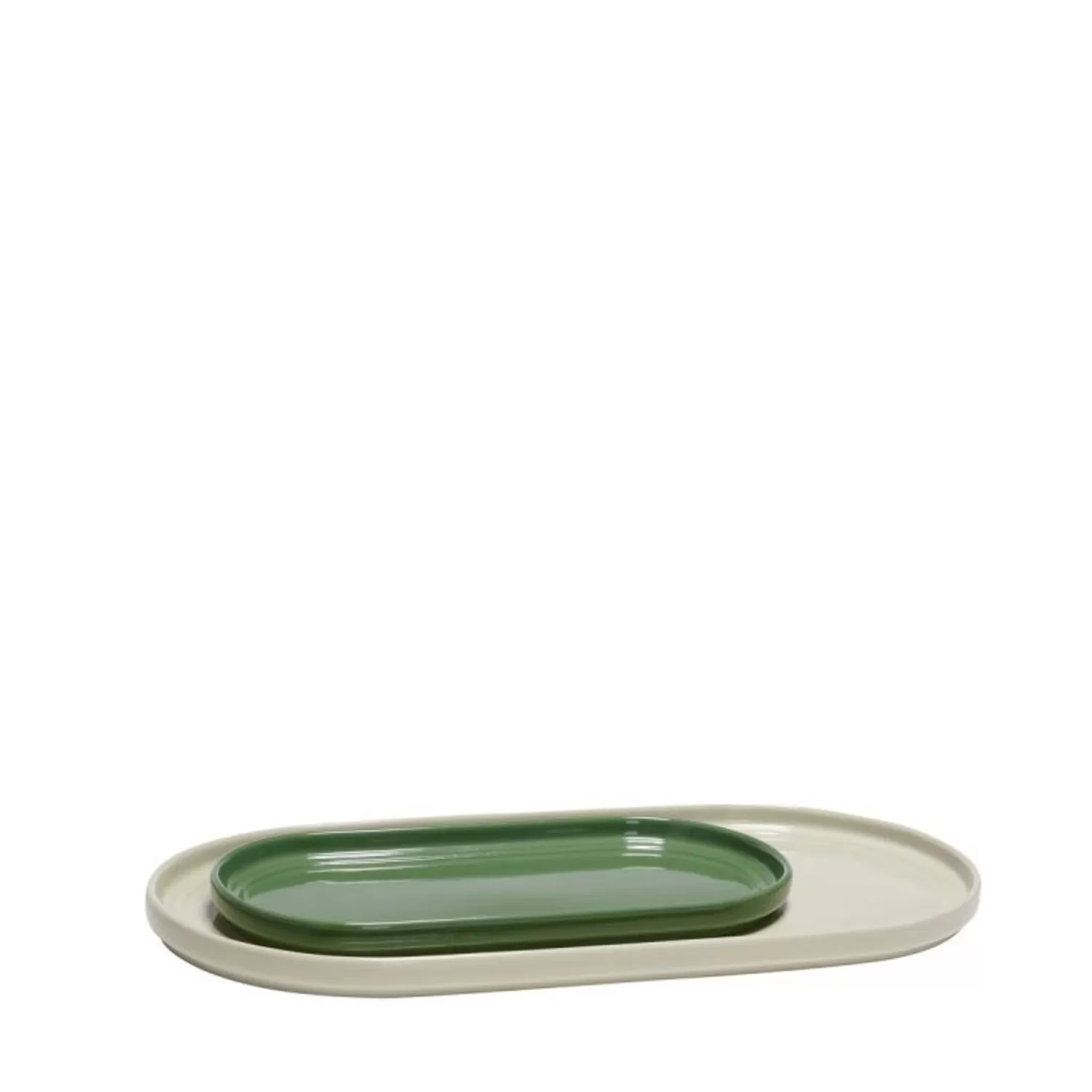 Hübsch Kitchen Accessories^Amare Serving Trays Sand/Green (Set Of 2) Green, Sand