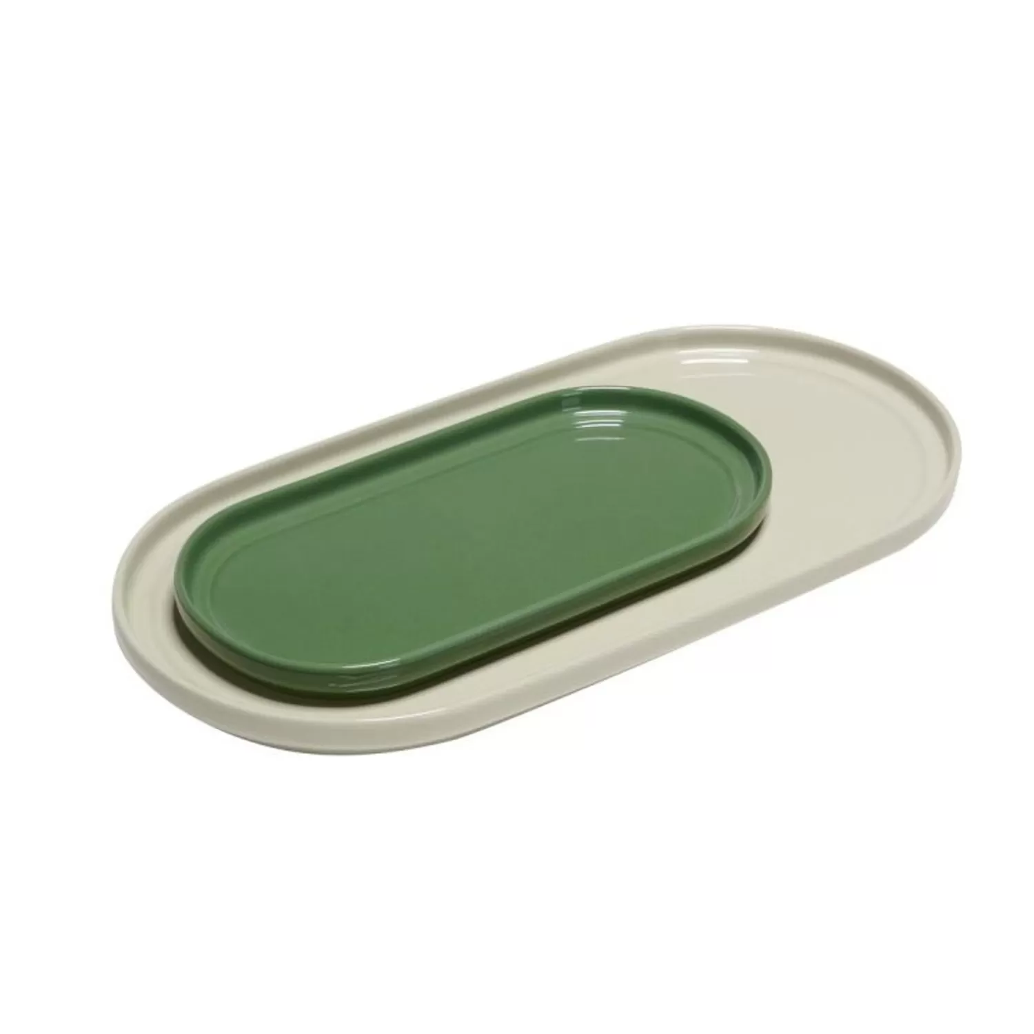 Hübsch Kitchen Accessories^Amare Serving Trays Sand/Green (Set Of 2) Green, Sand