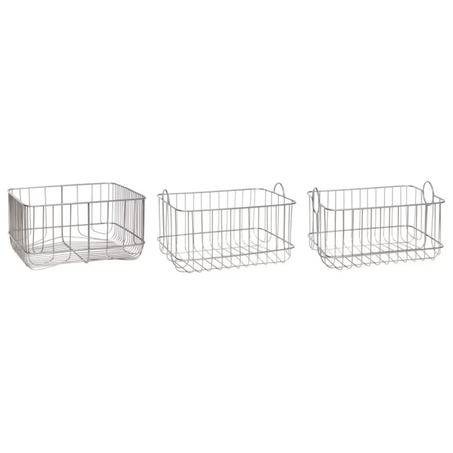 Hübsch Storage^Asset Basket Nickel (Set Of 3) Brushed Nickel