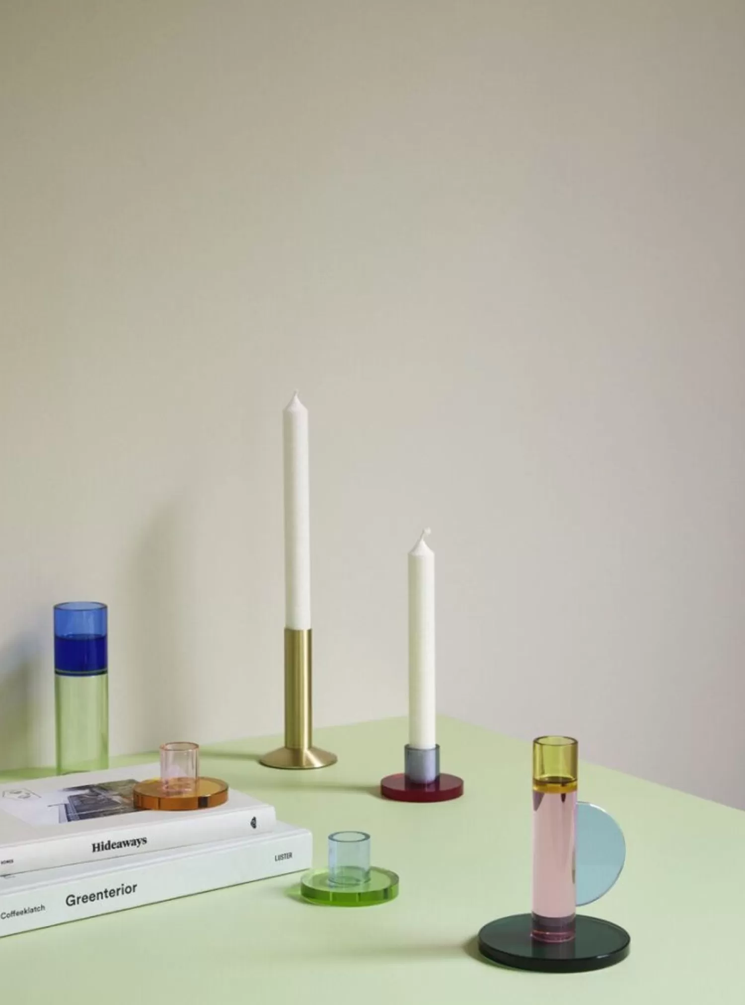 Hübsch Candlesticks & Lanterns^Astro Candlestick Pink Blue, Dark Green, Pink, Yellow