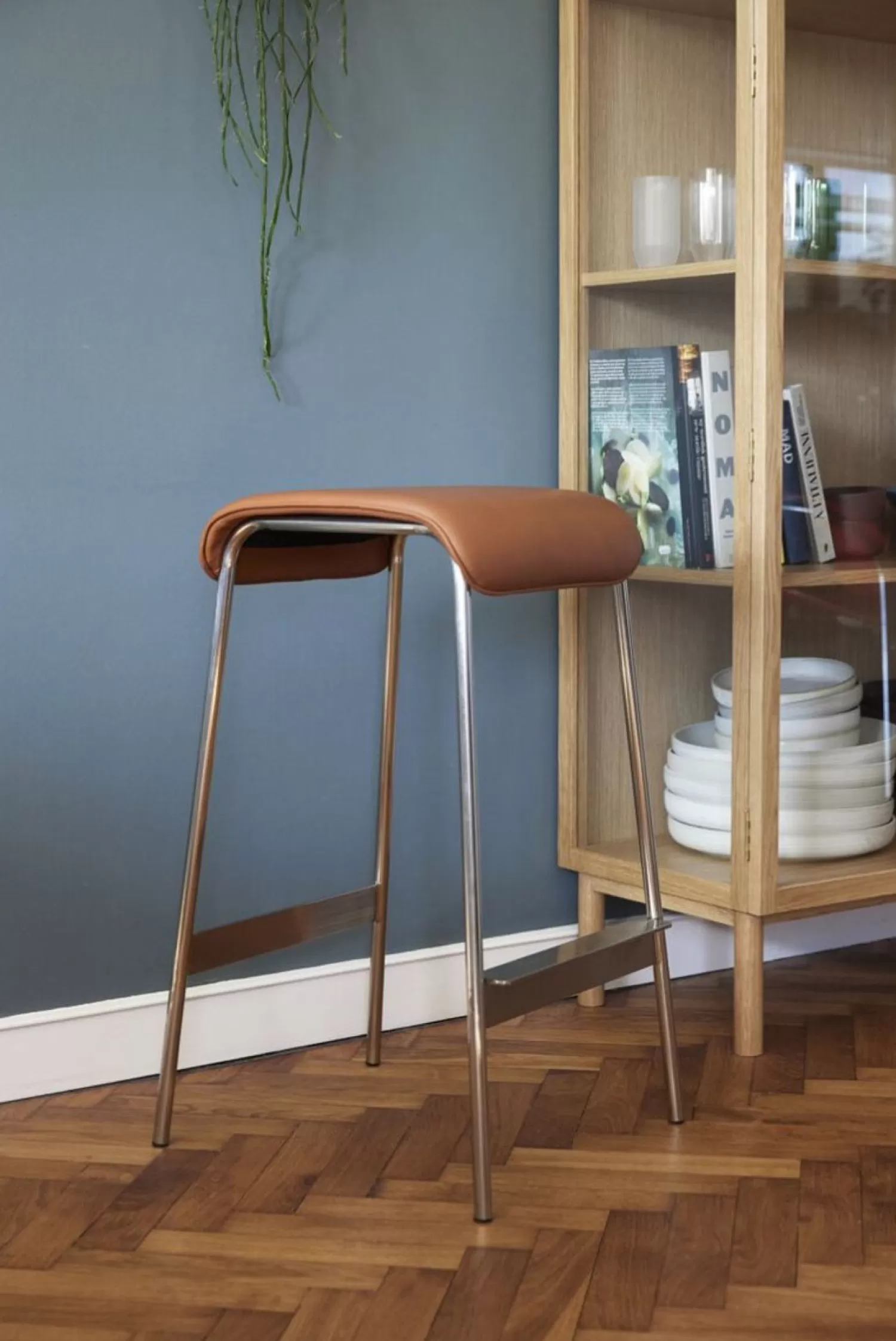 Hübsch Seating^Avenue Bar Stool Nickel/Brown Brown, Nickel