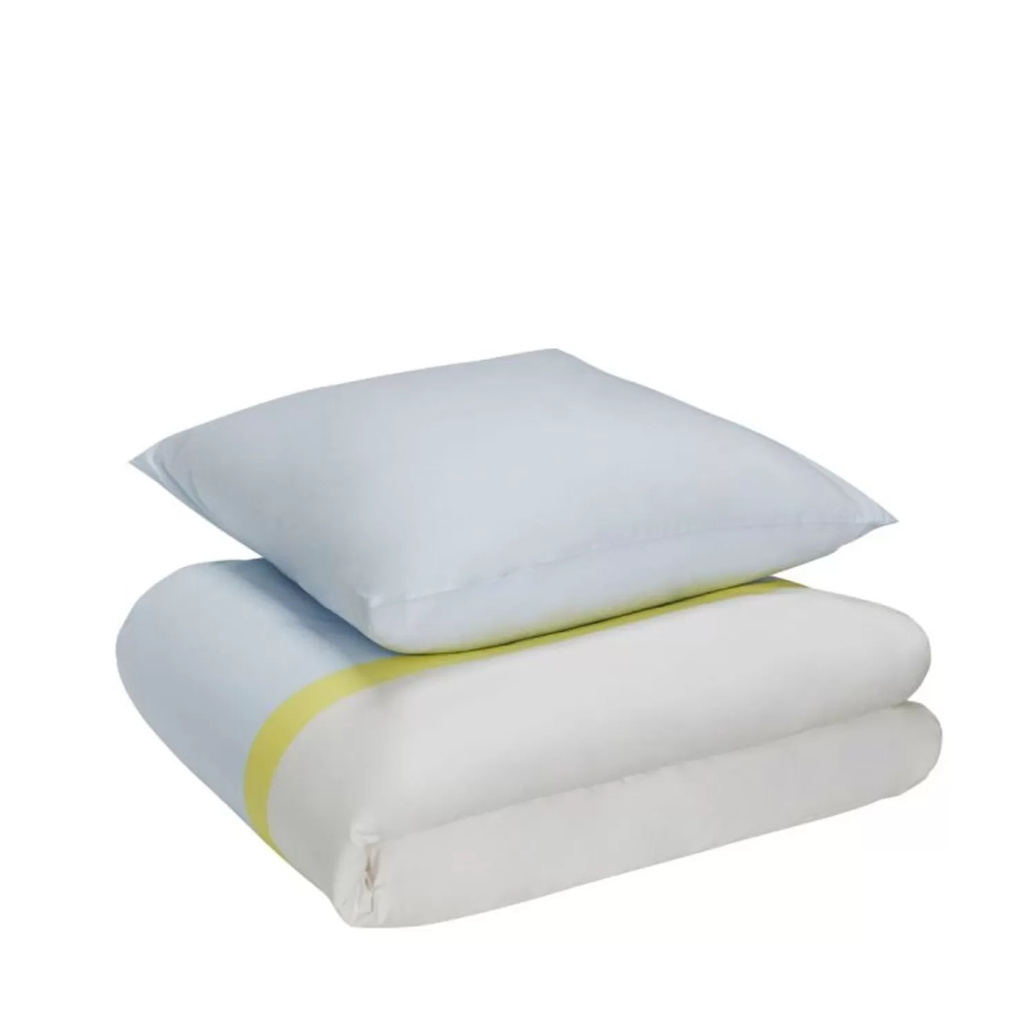 Hübsch Bed Linen^Block Bed Linen 60/200 Light Blue/Multicolour Light Blue, Light Grey, Sand, Yellow