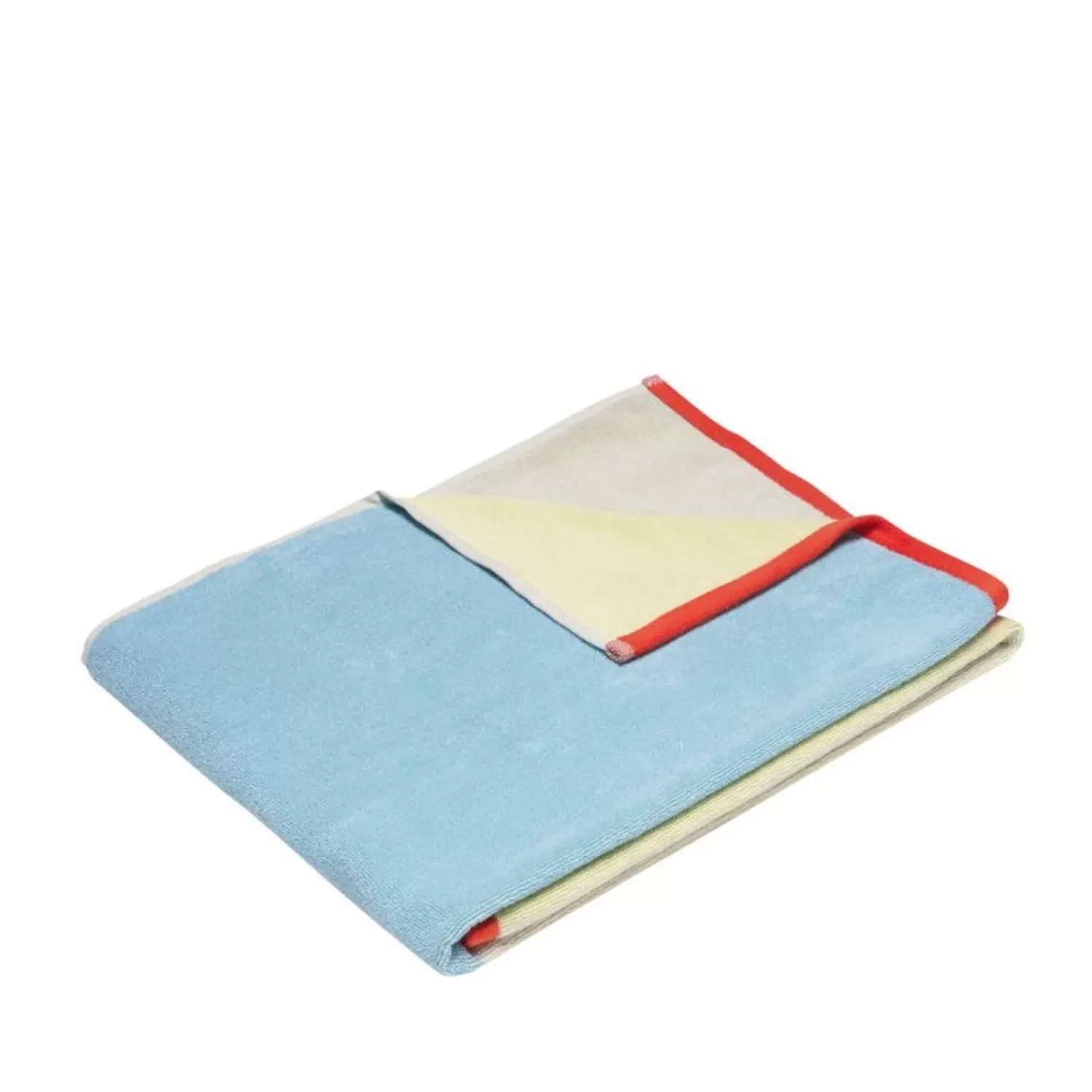 Hübsch Towels^Block Towel Large Light Blue/Multicolour Grey, Light Blue, Red, Yellow