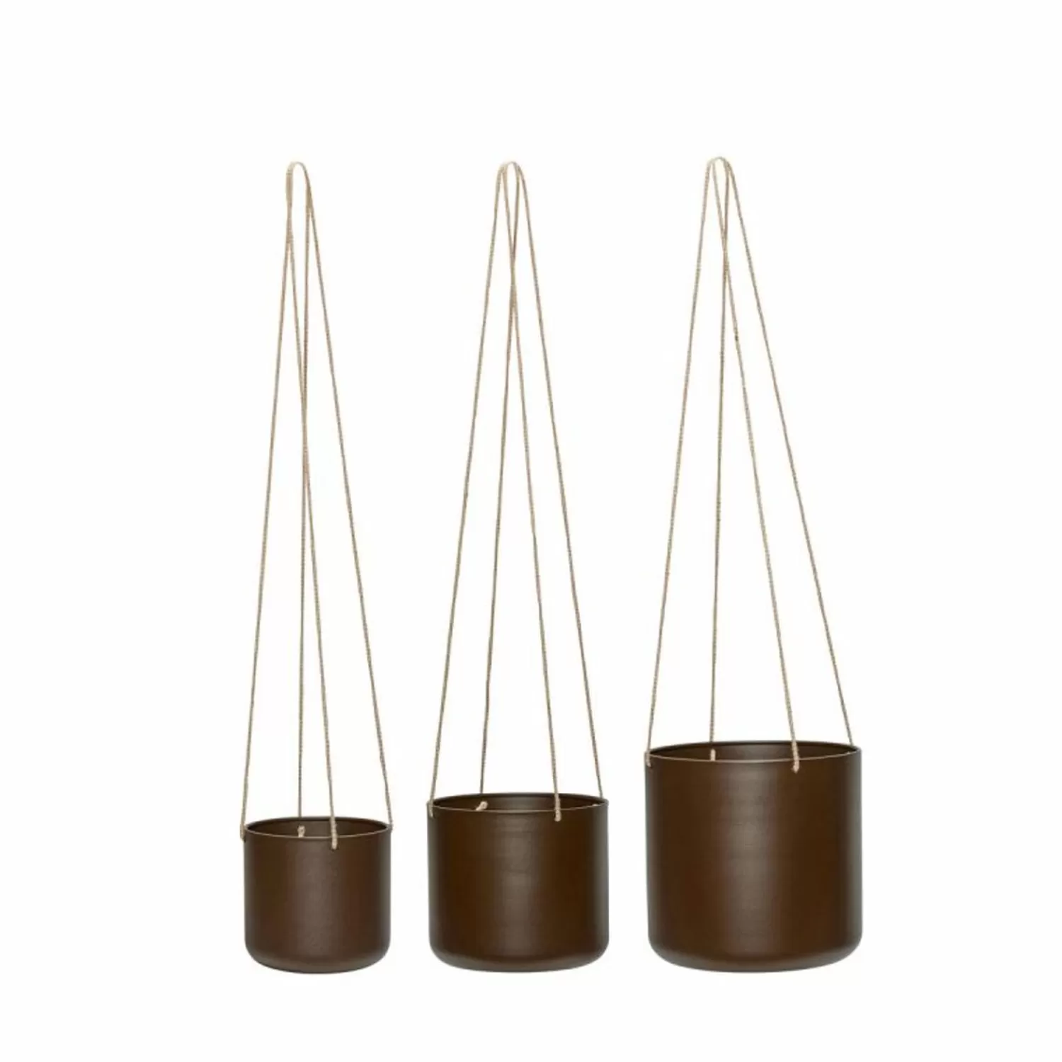 Hübsch Pottery & Watering Cans^Bloom Hanging Pots Large Brown (Set Of 3) Beige, Brown