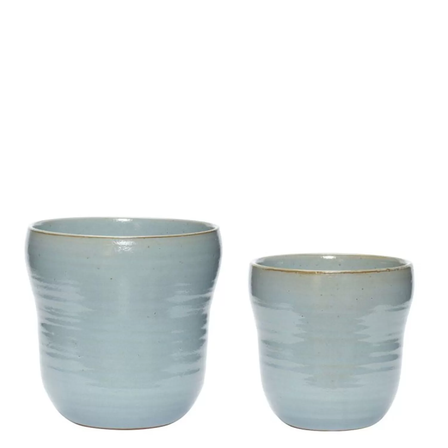 Hübsch Pottery & Watering Cans^Care Pots Light (Set Of 2) Blue