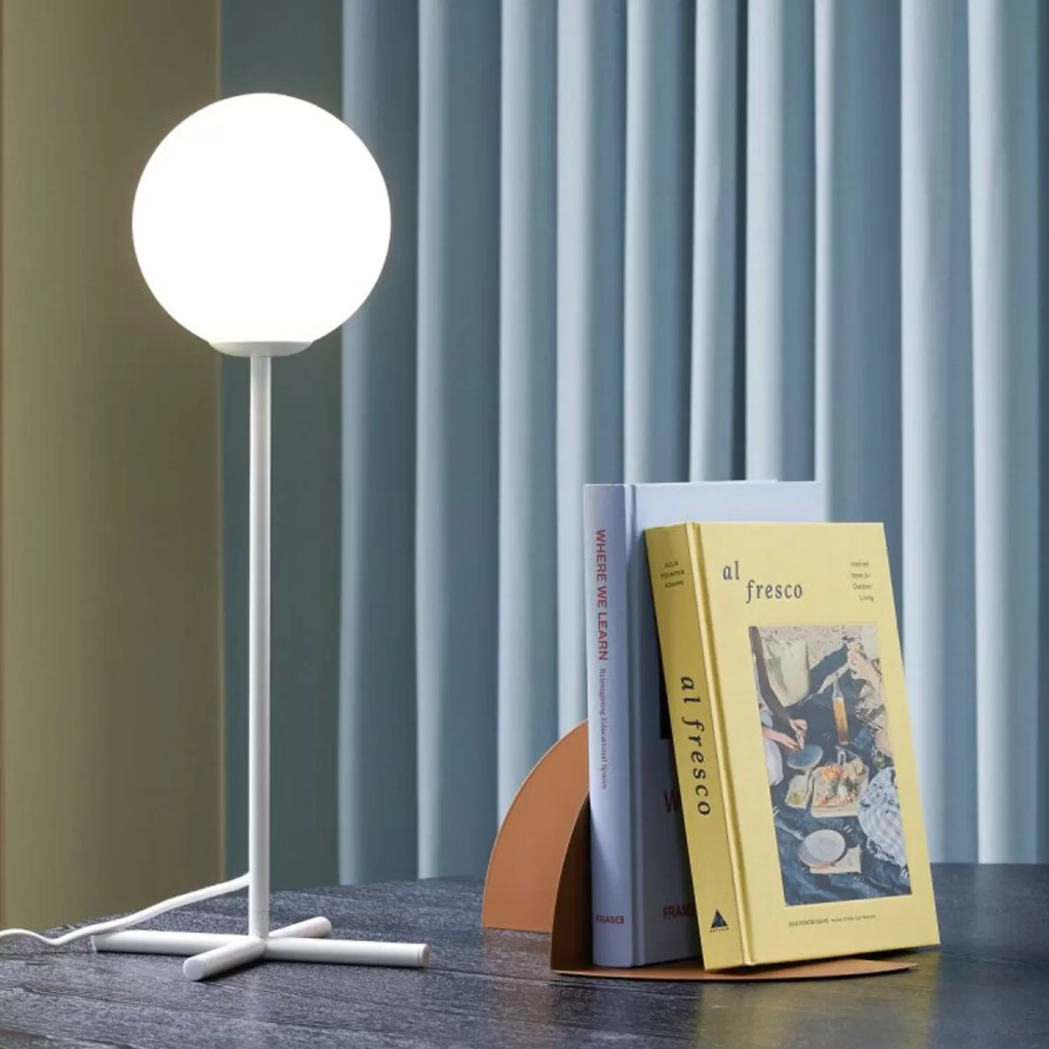 Hübsch Table Lamps^Champ Table Lamp White Smoked, White