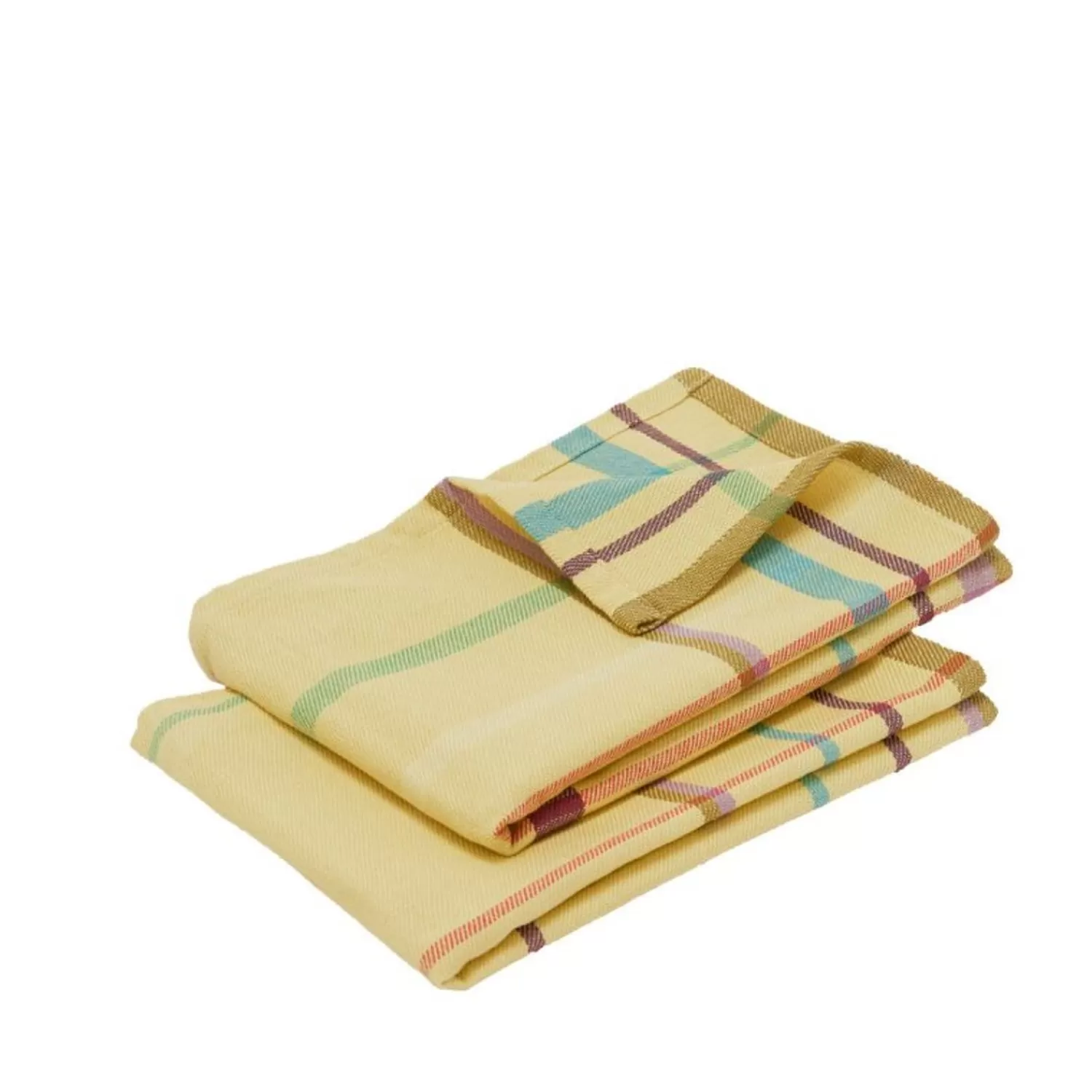 Hübsch Kitchen Textiles^Coffee Tea Towels Yellow (Set Of 2) Light Blue, Light Green, Ochre, Yellow