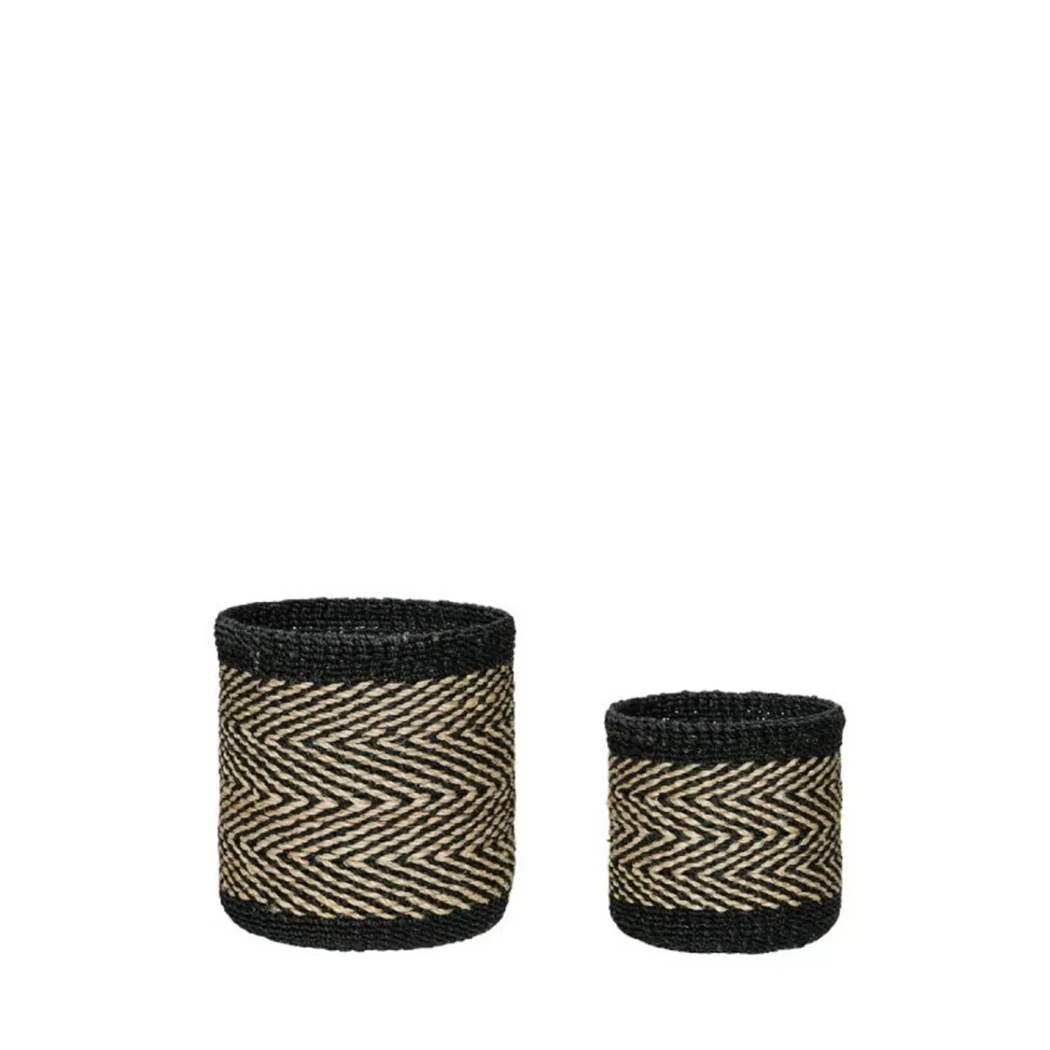 Hübsch Storage^Criss Cross Baskets Black/Natural (Set Of 2) Black, Natural