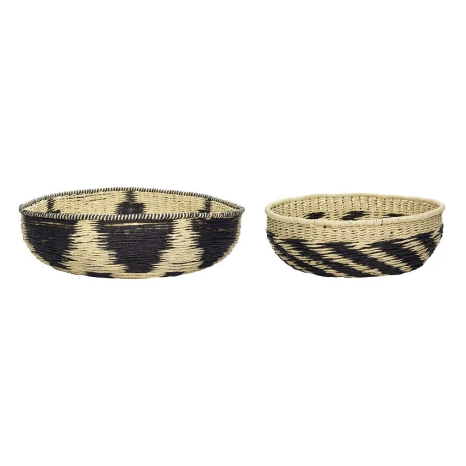 Hübsch Storage^Current Baskets Black/Natural (Set Of 2) Black, Natural