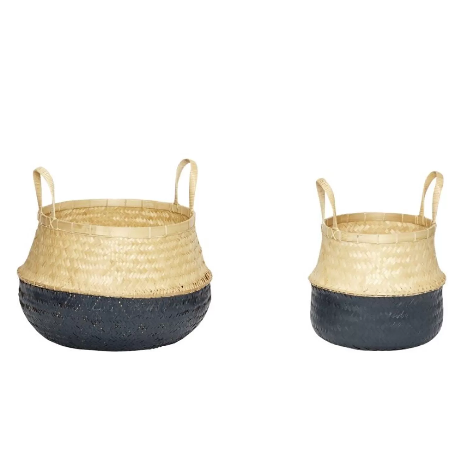 Hübsch Storage^Daze Baskets Black/Natural (Set Of 2) Black, Grey, Natural