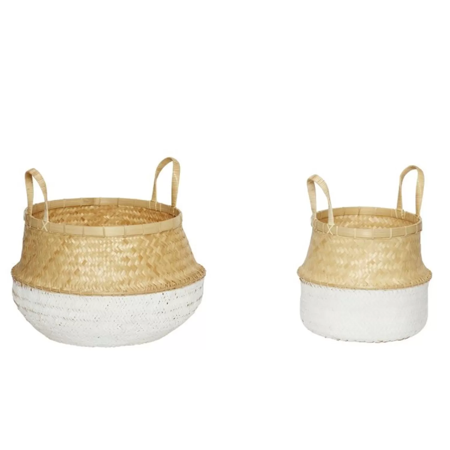 Hübsch Storage^Daze Baskets White/Natural (Set Of 2) Natural, White