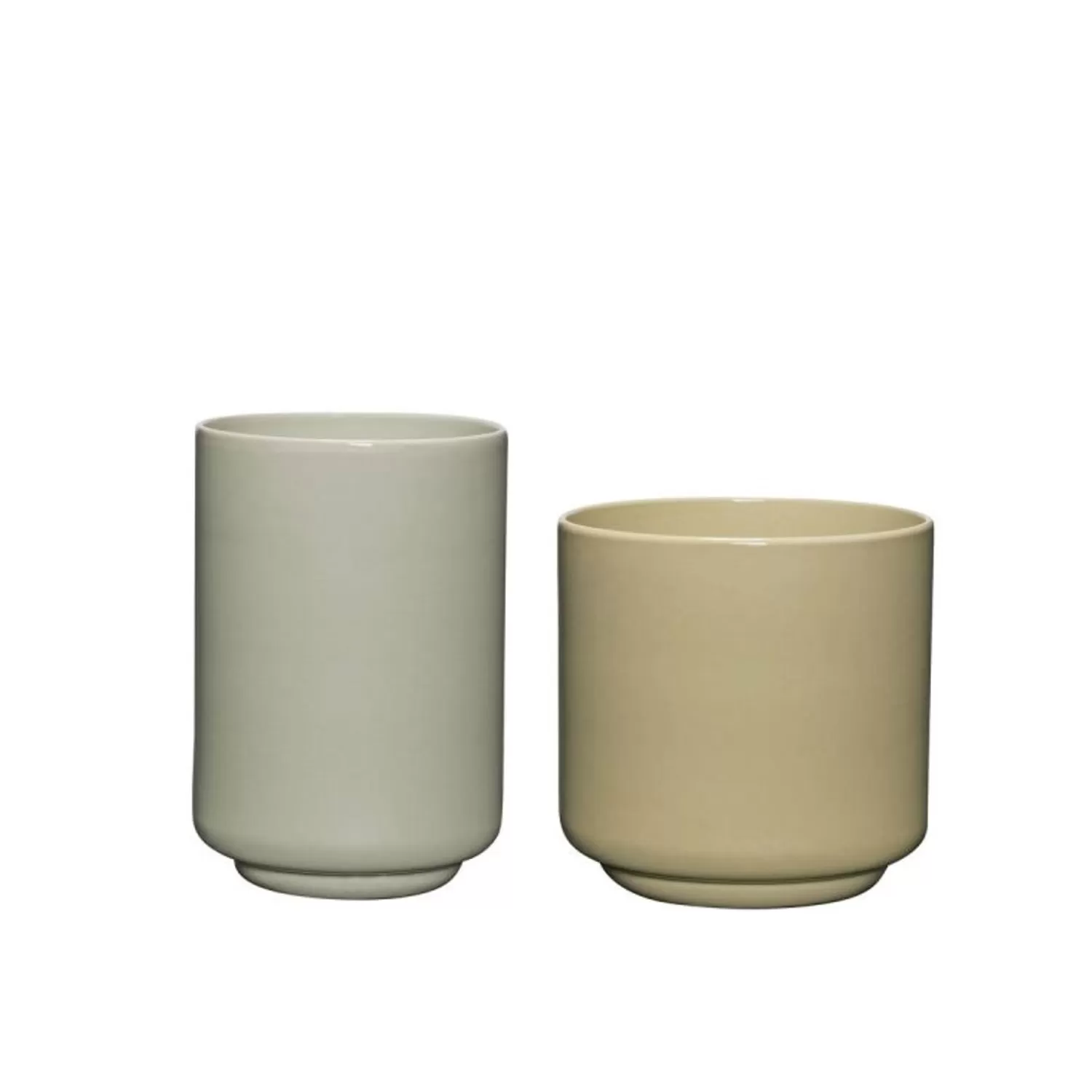 Hübsch Vases^Deux Pots Light Green/Sand (Set Of 2) Light Green, Sand