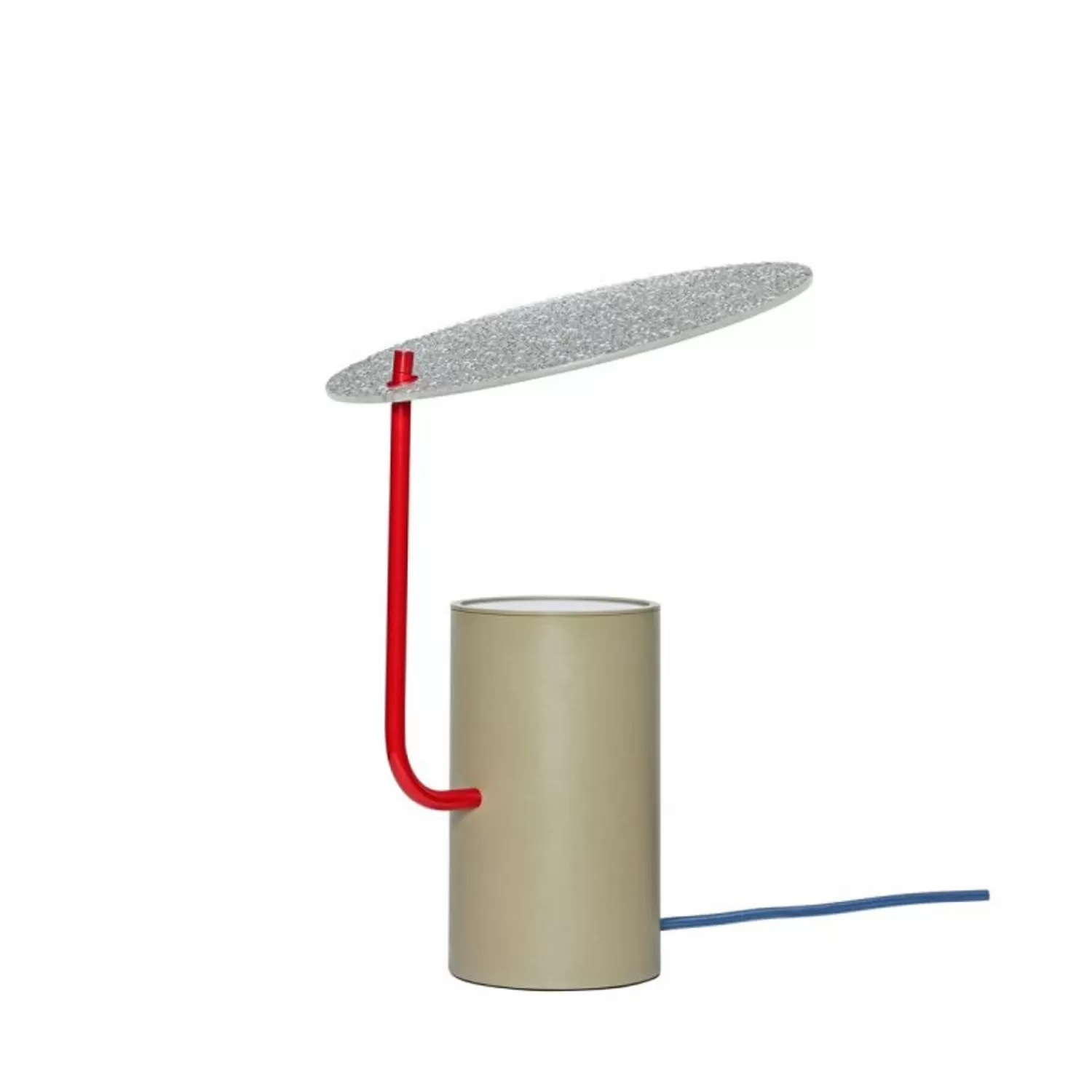 Hübsch Table Lamps^Disc Table Lamp Khaki/Red/Textured Khaki, Red, Textured