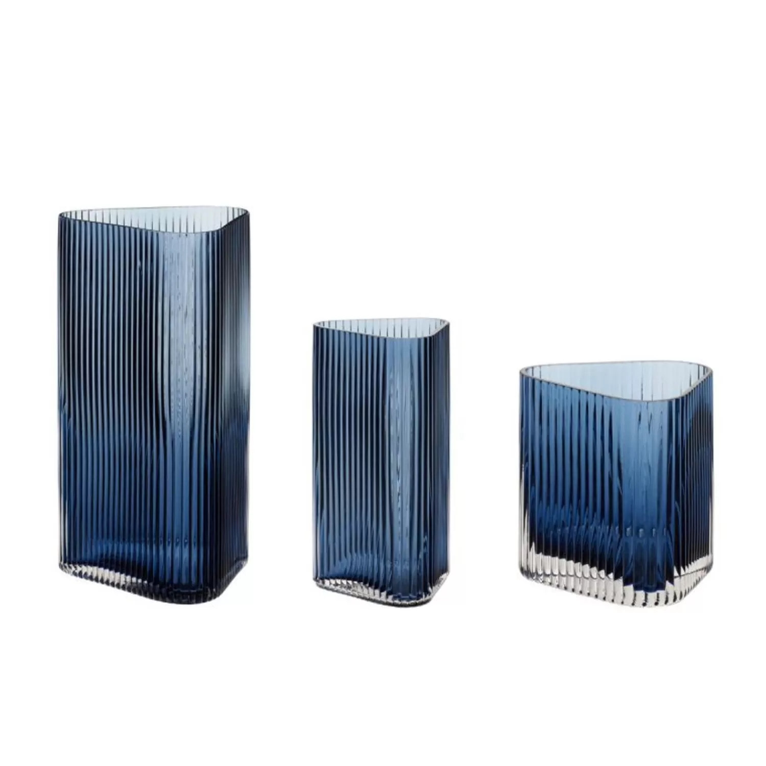 Hübsch Vases^Elements Vases Triangular (Set Of 3) Blue