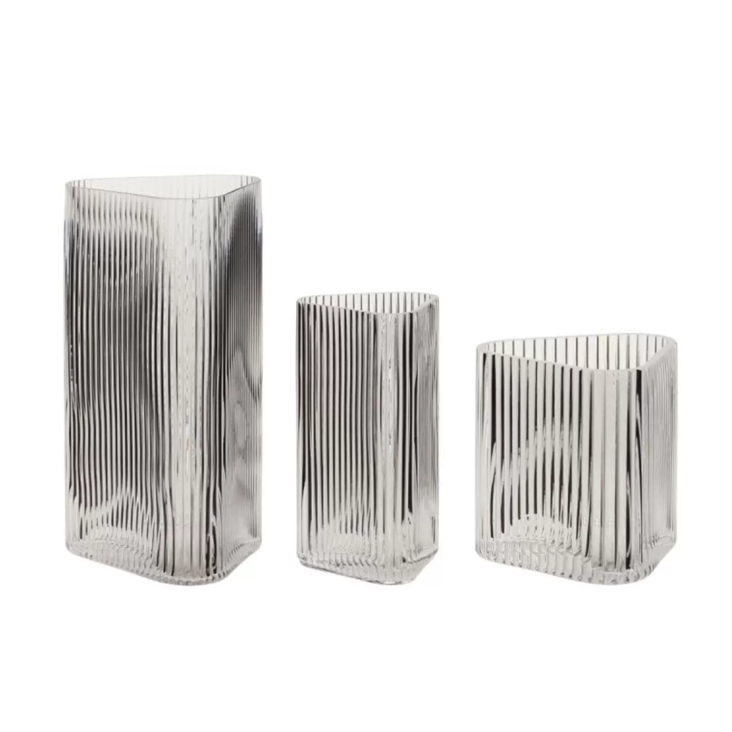 Hübsch Vases^Elements Vases Triangular (Set Of 3) Clear