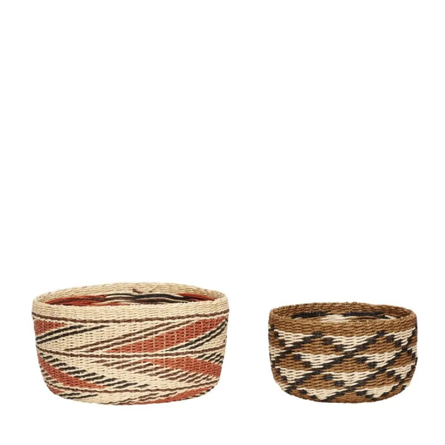 Hübsch Storage^Evoke Baskets Wide Natural/Multicolour (Set Of 2) Black, Brown, Natural, Orange