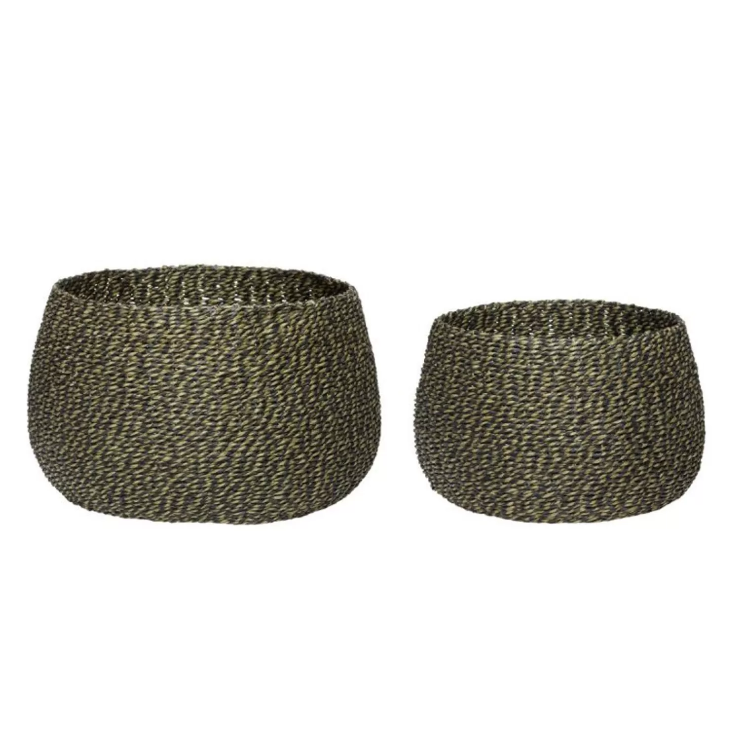 Hübsch Storage^Eyrie Baskets Green/Black (Set Of 2) Black, Green