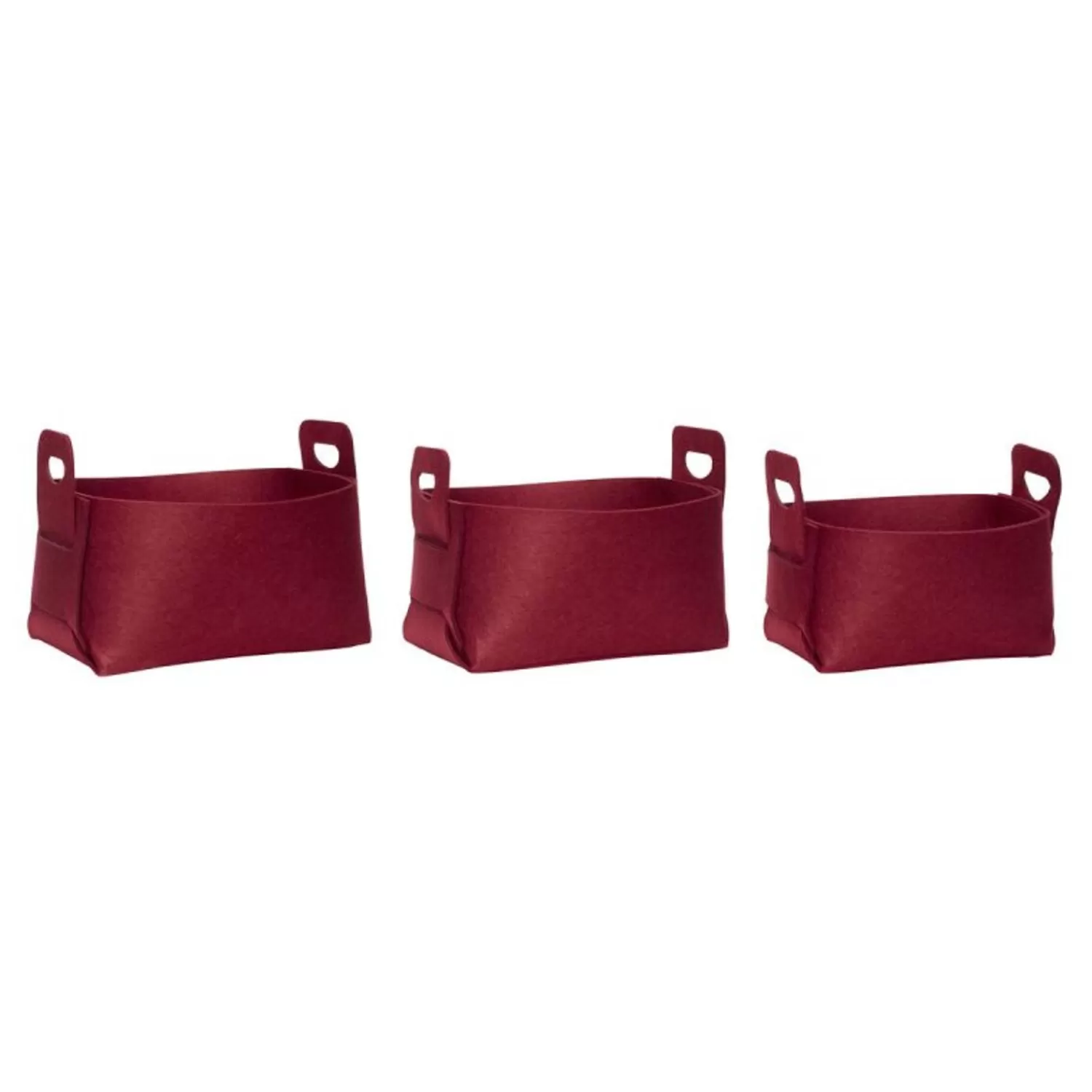 Hübsch Storage^Felt Basket Square (Set Of 3) Red