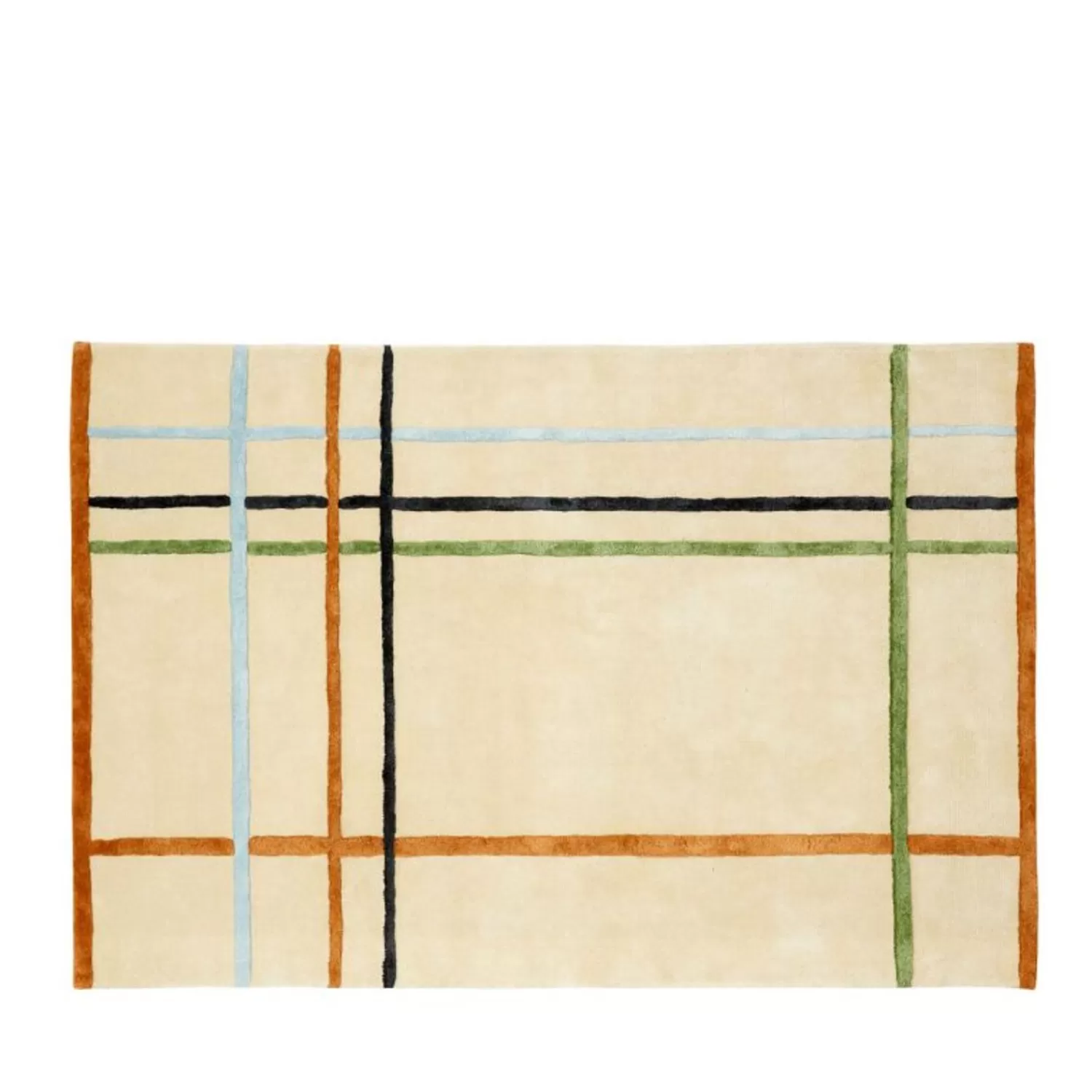 Hübsch Rugs^Fluffy Rug Beige/Multicolour Beige, Blue, Green, Yellow