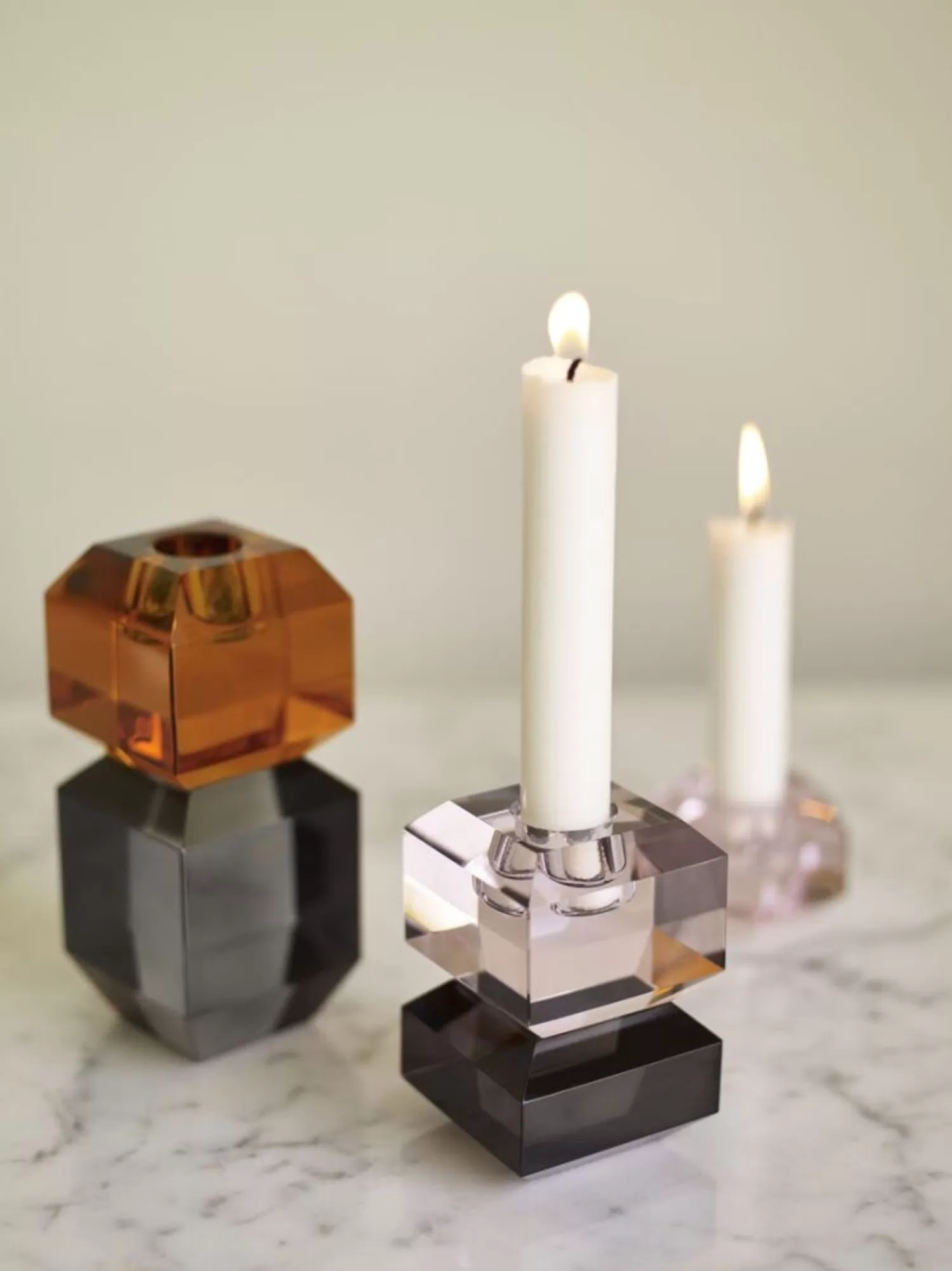 Hübsch Candlesticks & Lanterns^Gem Candlestick Orange/Grey Orange, Smoked