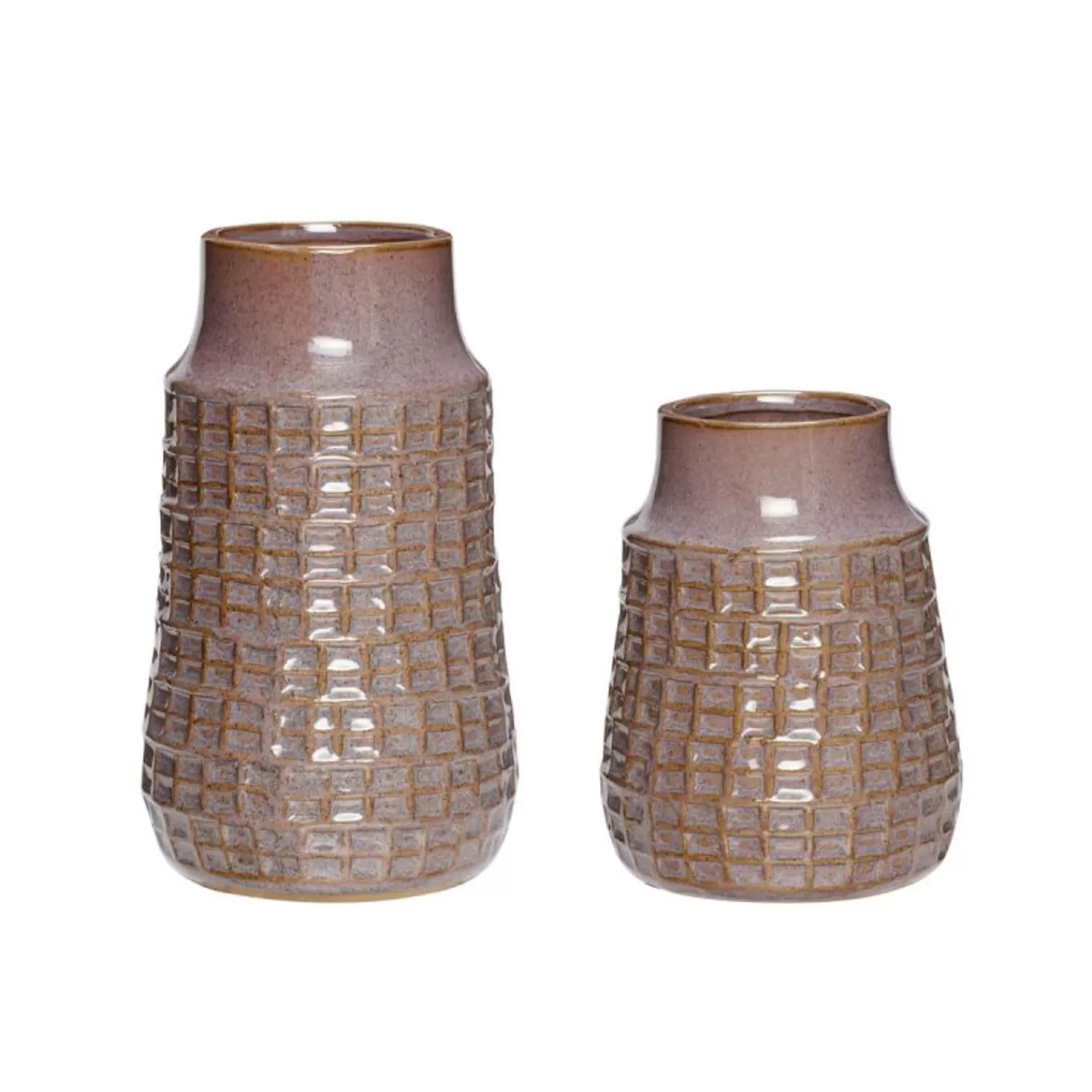 Hübsch Vases^Grid Vases Brown (Set Of 2) Purple