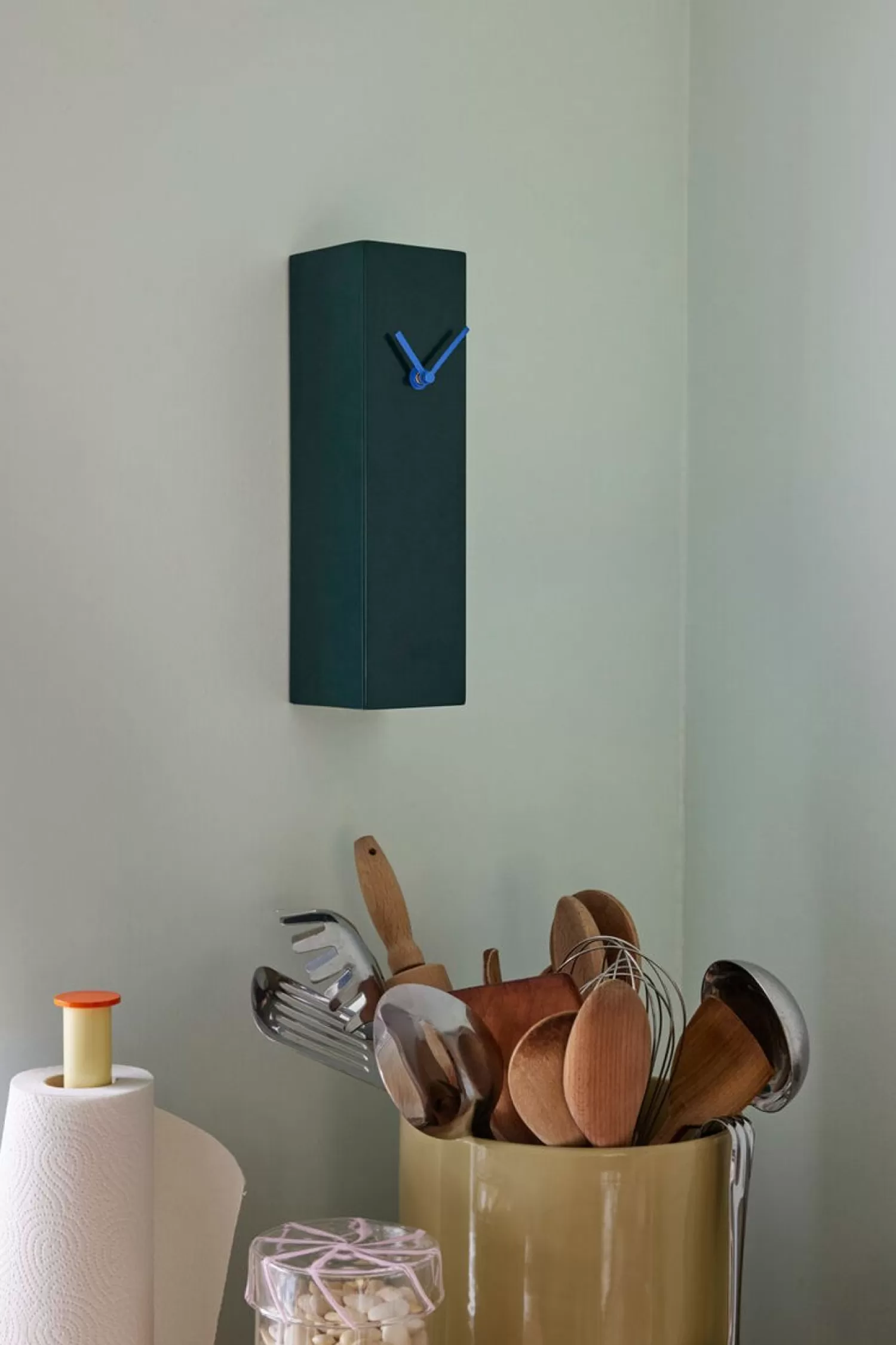 Hübsch Wall Decoration^Hour Clock Green Blue, Dark Green