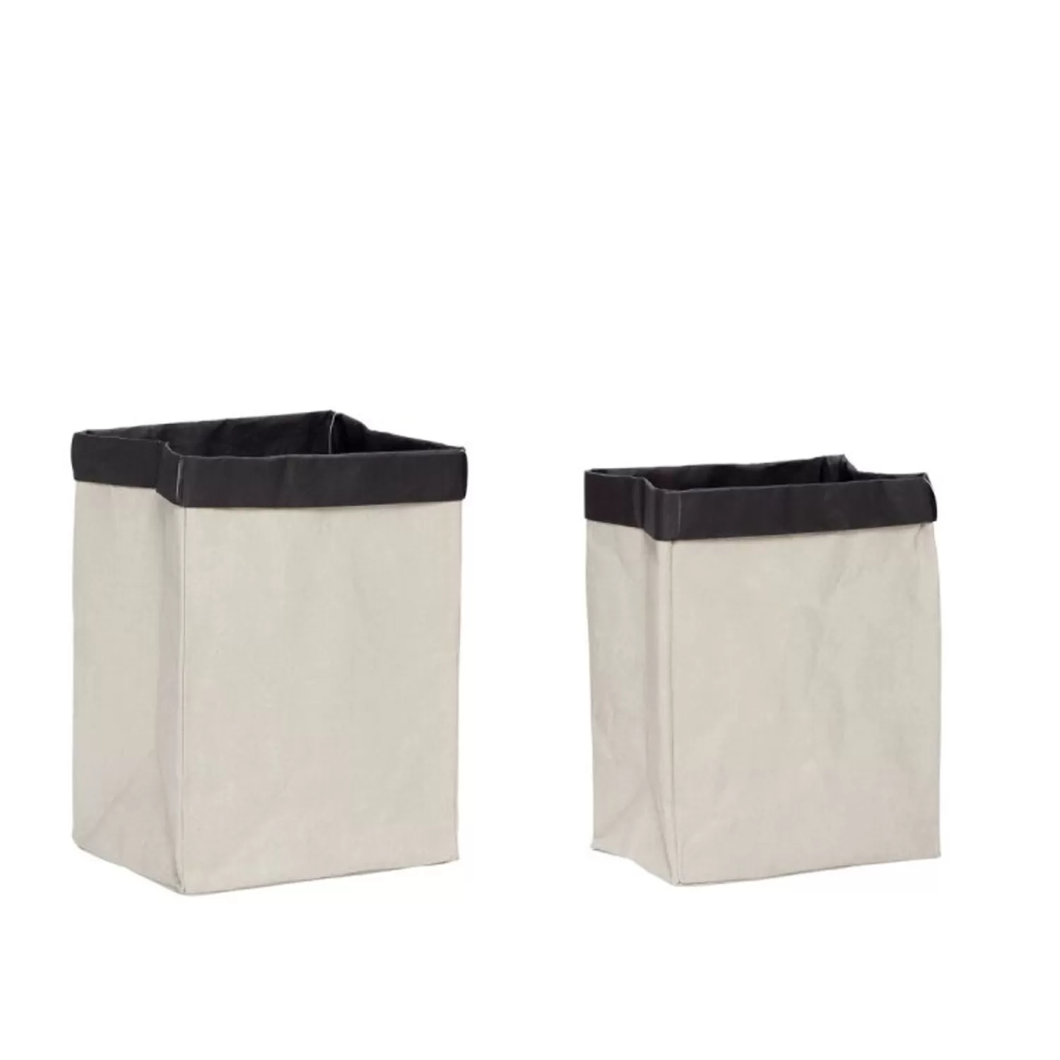 Hübsch Storage^Landromat Laundry Basket Square Grey/Black (Set Of 2) Black, Grey