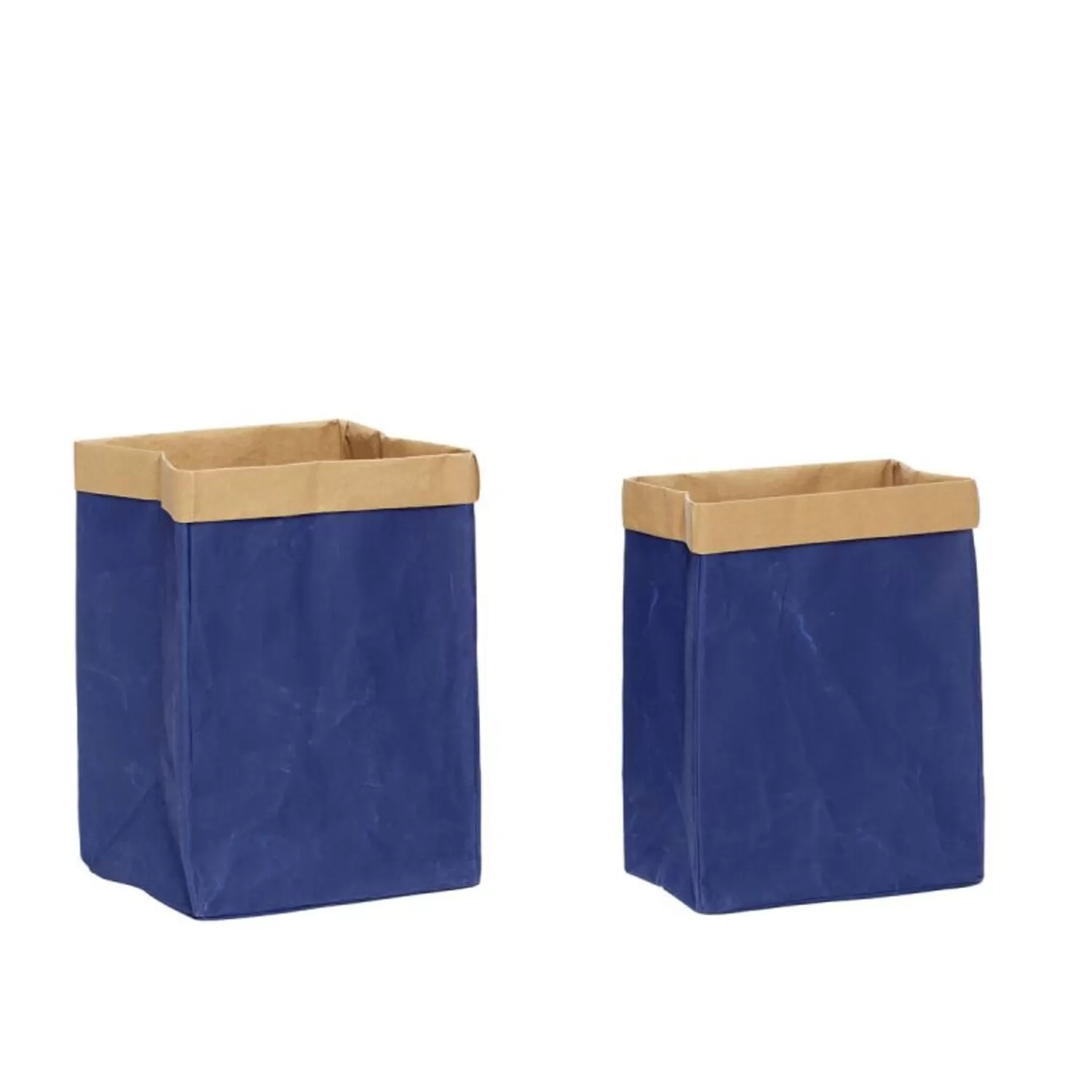 Hübsch Storage^Laundromat Laundry Basket Square Blue/Natural (Set Of 2) Beige, Blue, Brown