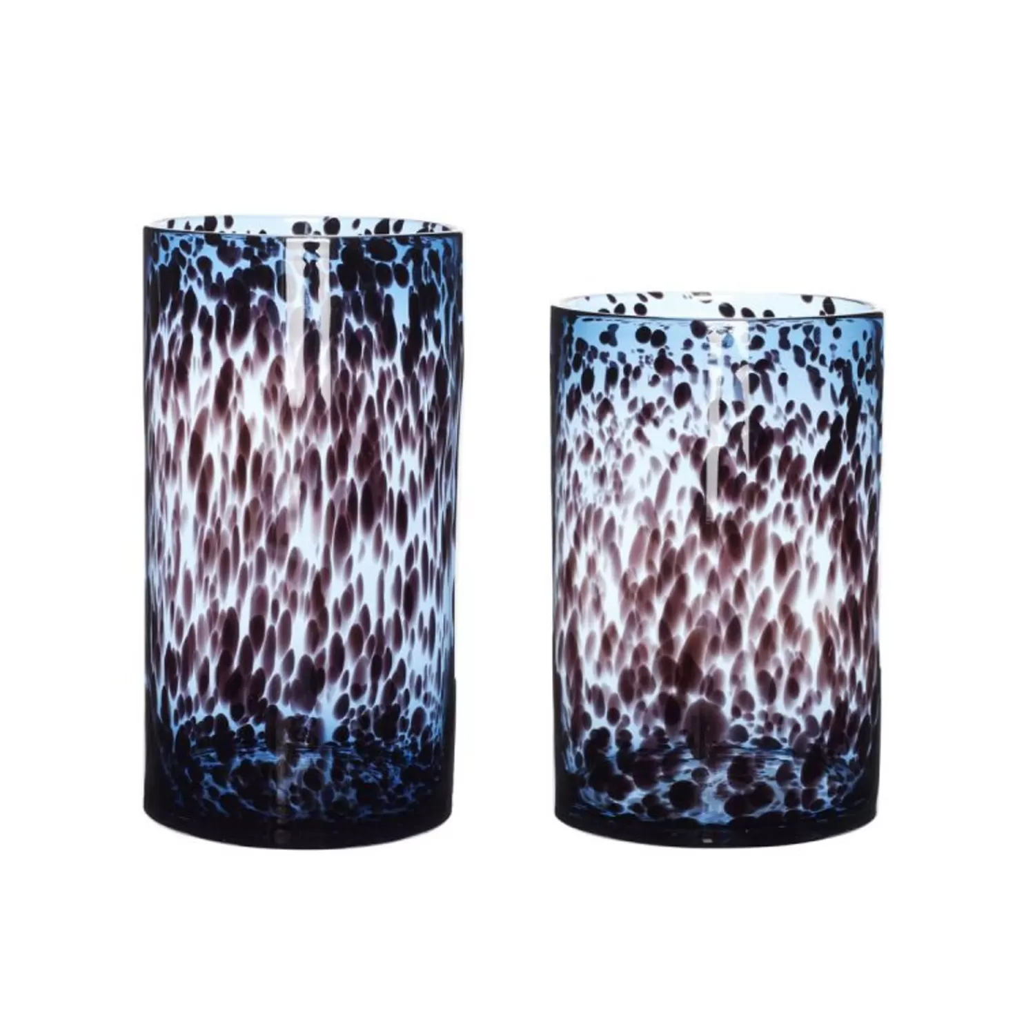 Hübsch Vases^Leo Vases Cylinder Blue/Burgundy (Set Of 2) Blue, Burgundy