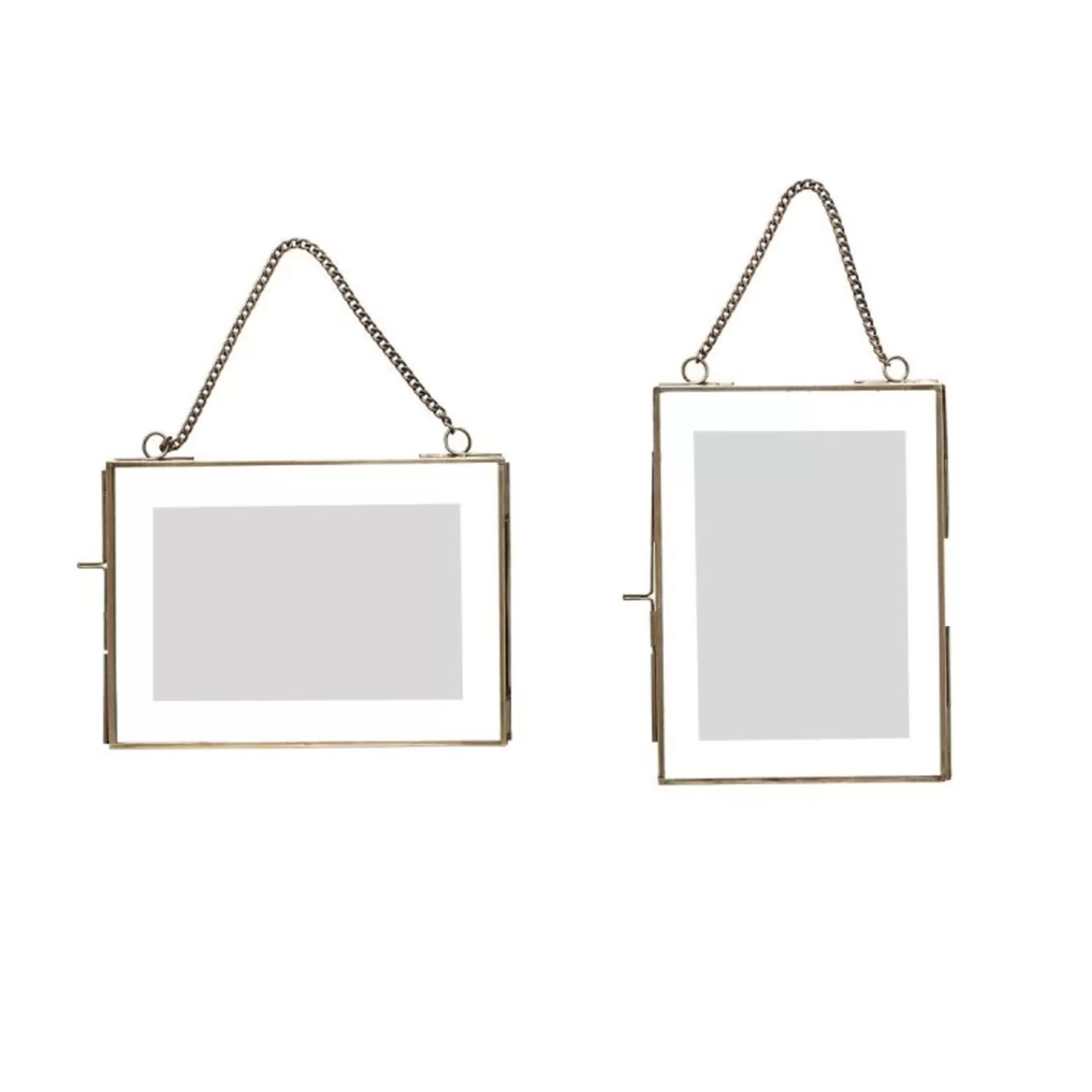 Hübsch Wall Decoration^Loft Frames Chained Brass (Set Of 2) Brass, Clear