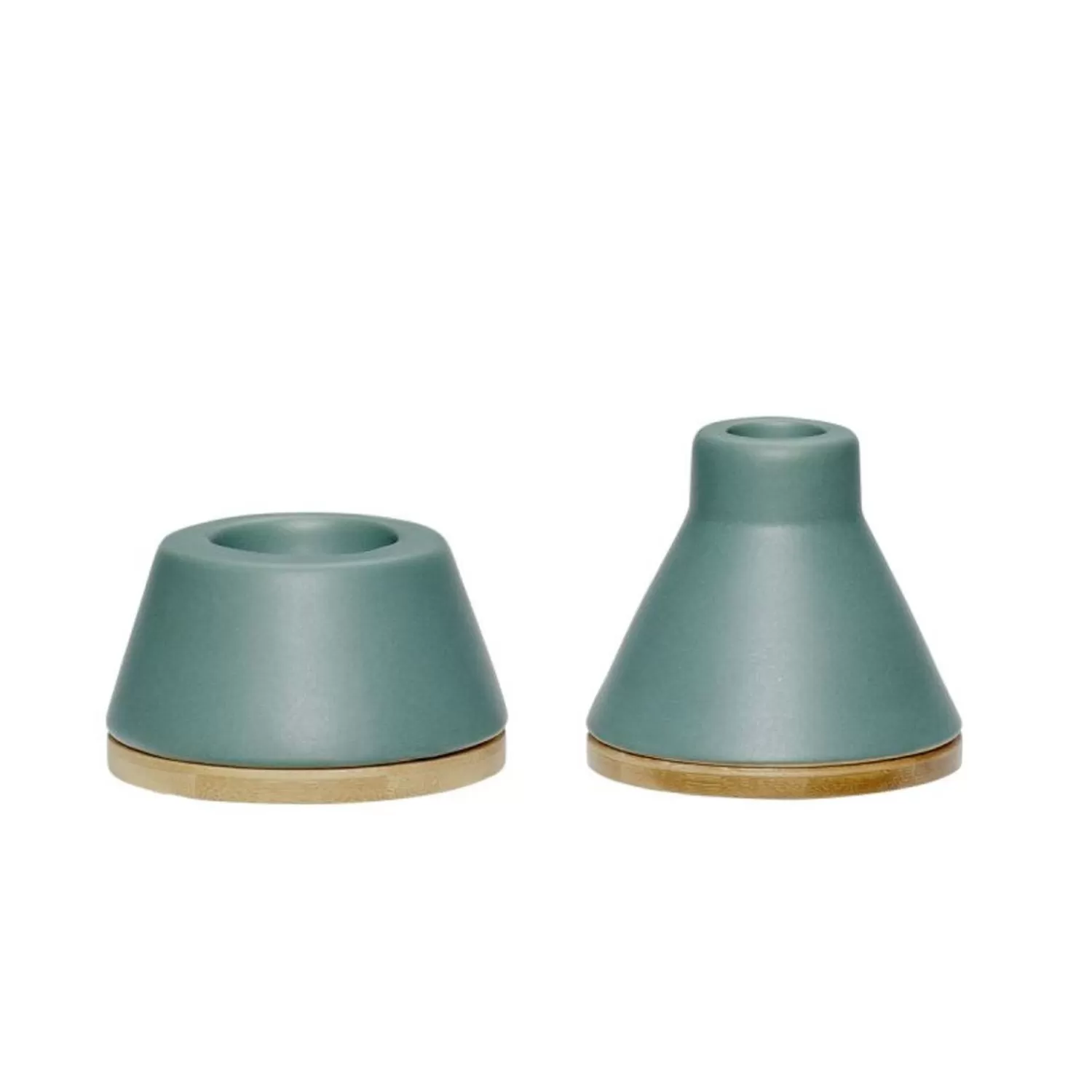 Hübsch Candlesticks & Lanterns^Mix Candlestick Green/Natural (Set Of 2) Green, Natural