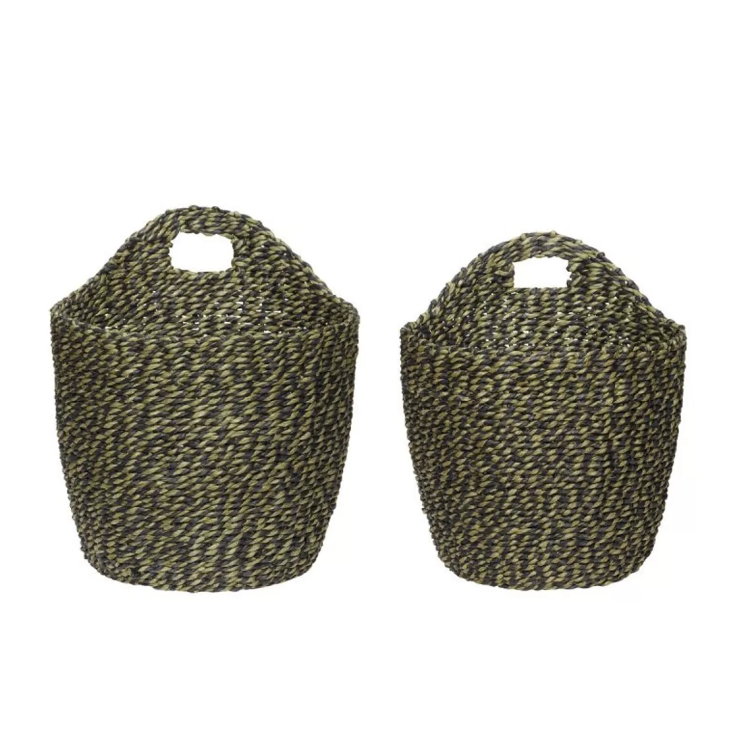 Hübsch Storage^Nook Baskets Green (Set Of 2) Black, Green