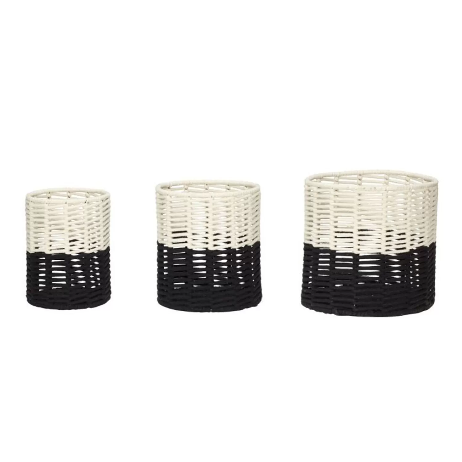 Hübsch Storage^Ontrend Baskets Black/White (Set Of 3) Black, White