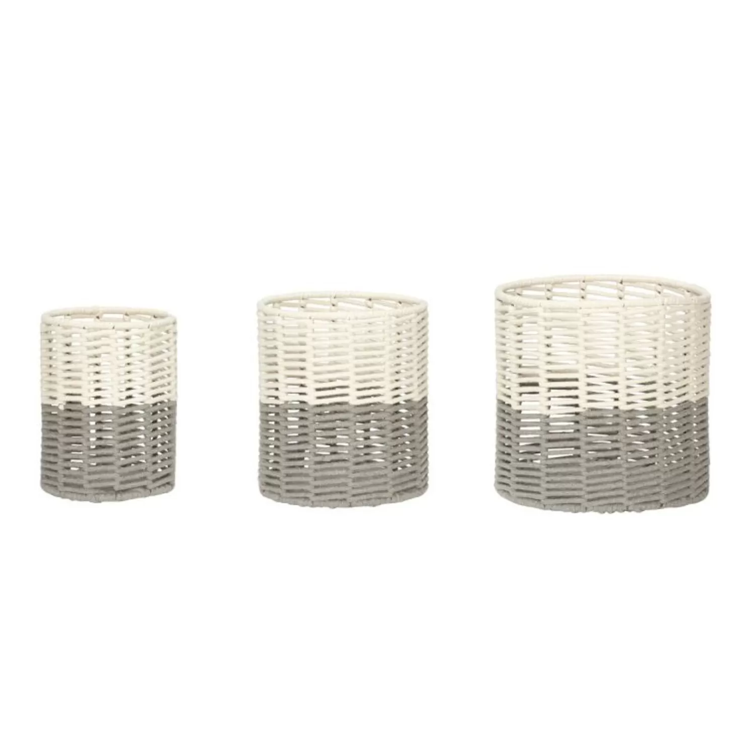 Hübsch Storage^Ontrend Baskets Grey/White (Set Of 3) Grey, White