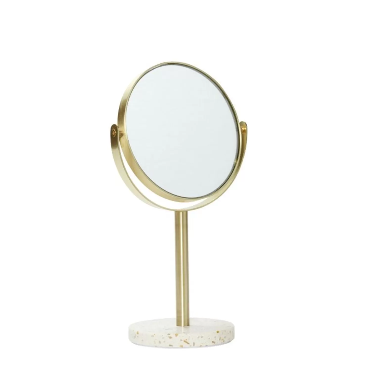 Hübsch Mirrors^Pamper Table Mirror Brass/Terrazzo Brass, White