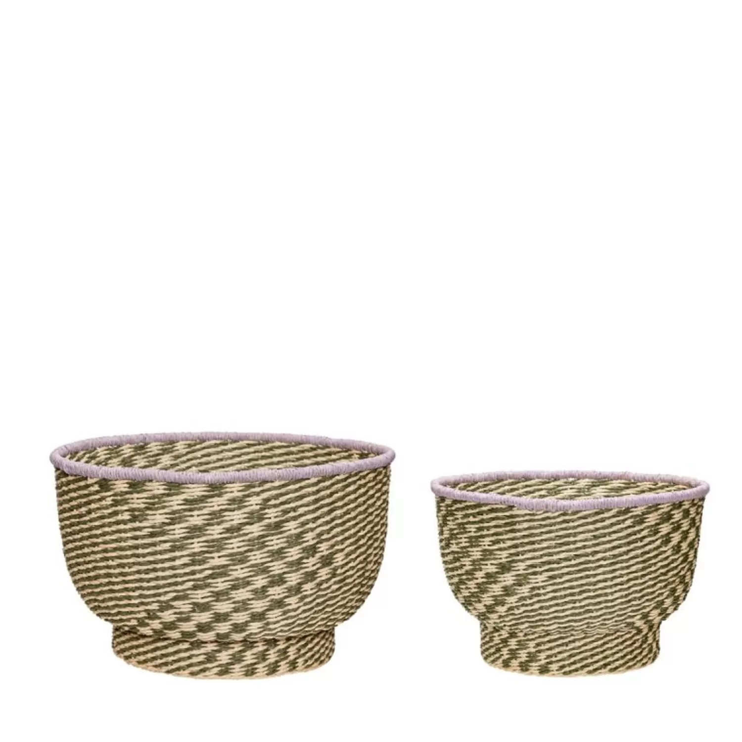 Hübsch Storage^Peppy Baskets Natural/Green (Set Of 2) Green, Natural, Purple