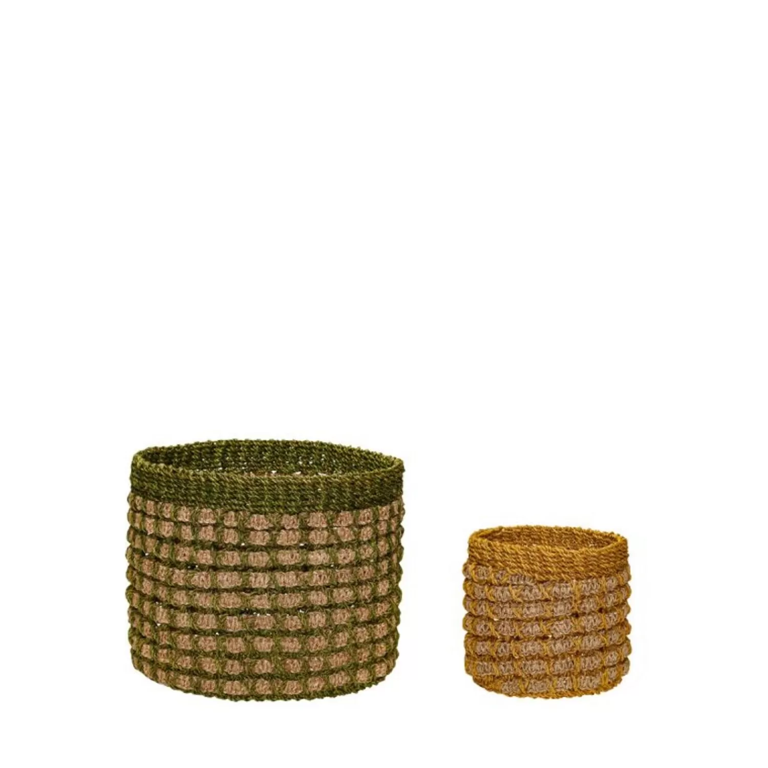 Hübsch Storage^Pine Baskets Natural/Multicolour (Set Of 2) Green, Natural, Yellow