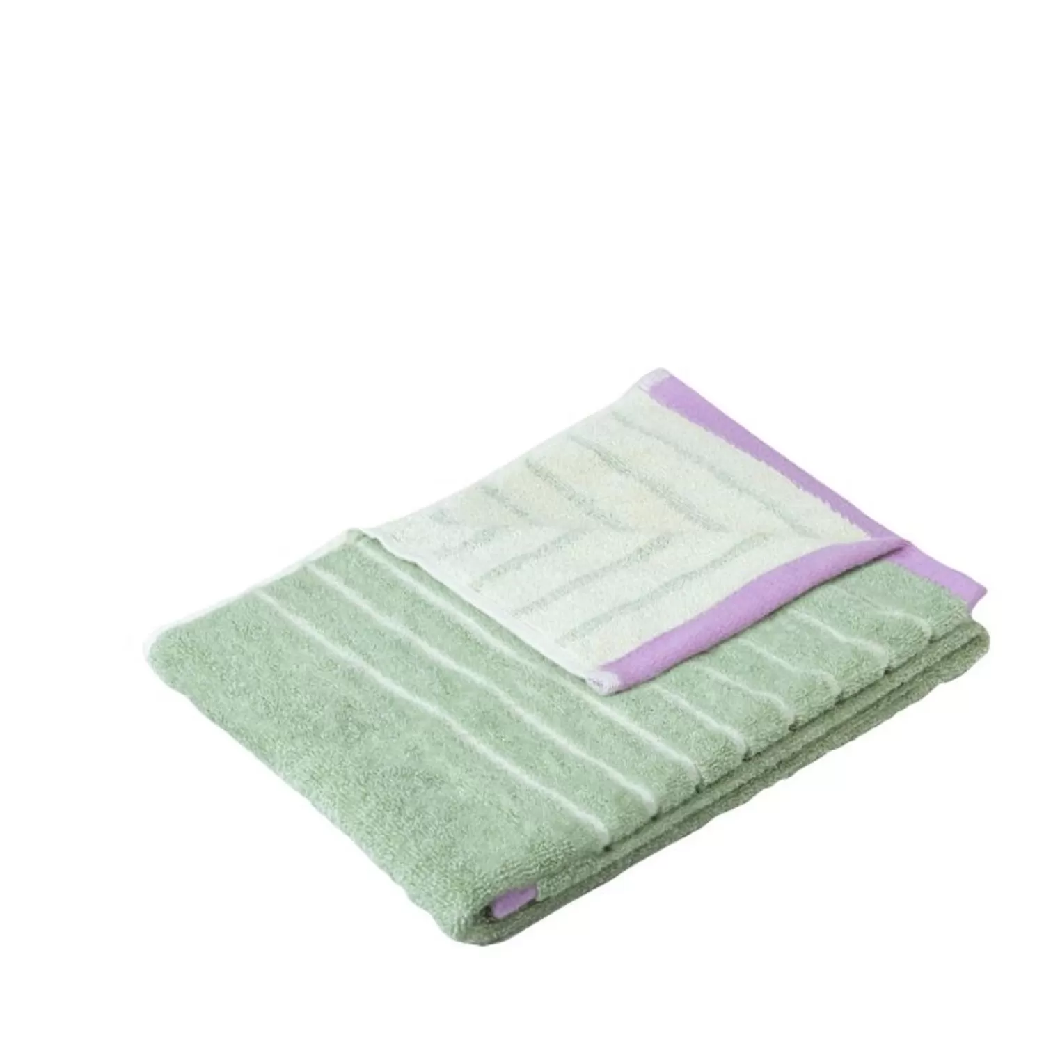 Hübsch Towels^Promenade Towel Large Green/Pink Green, Pink