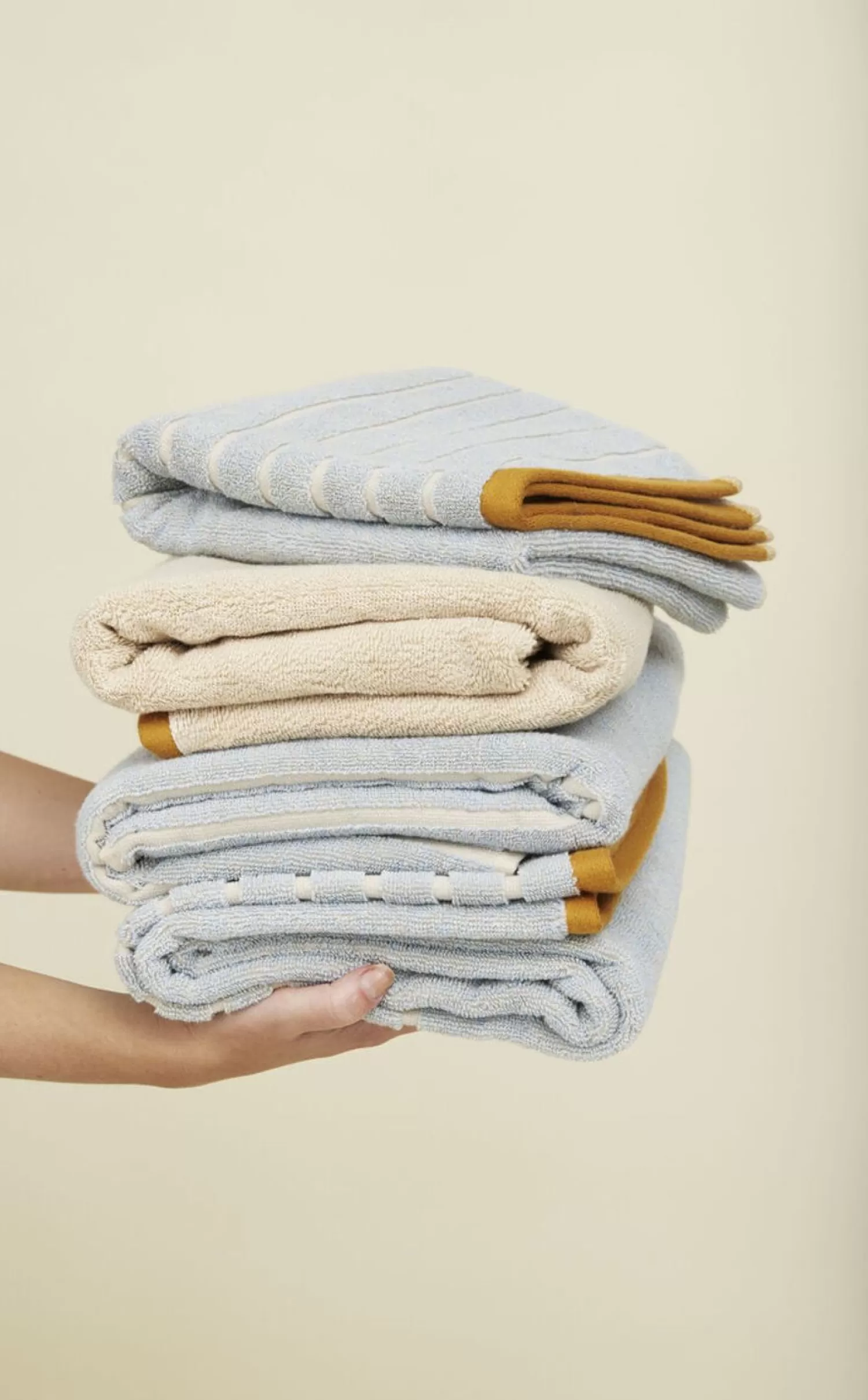 Hübsch Towels^Promenade Towel Small Blue/Sand Blue, Sand, Orange