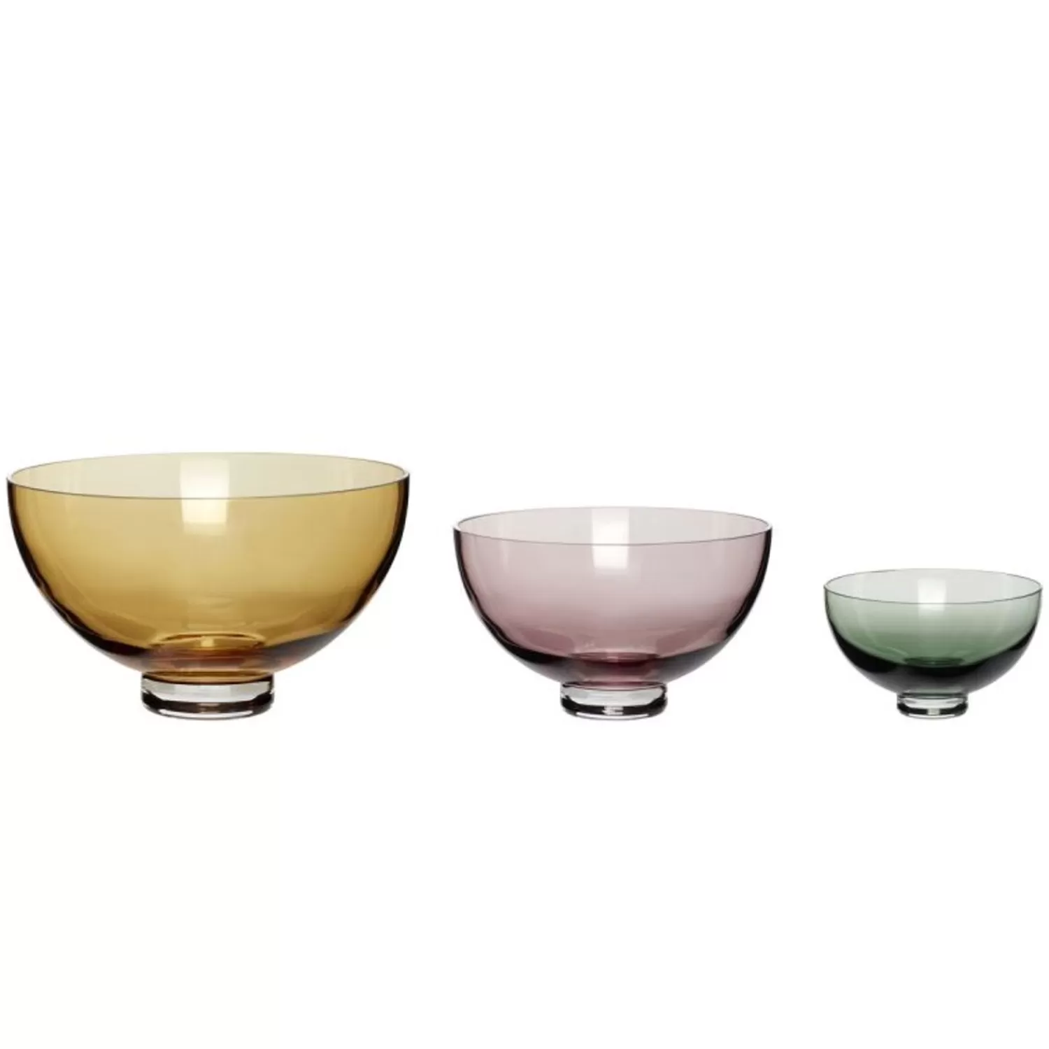 Hübsch Kitchen Accessories^Radiant Bowls Multicolour (Set Of 3) Amber, Green, Pink