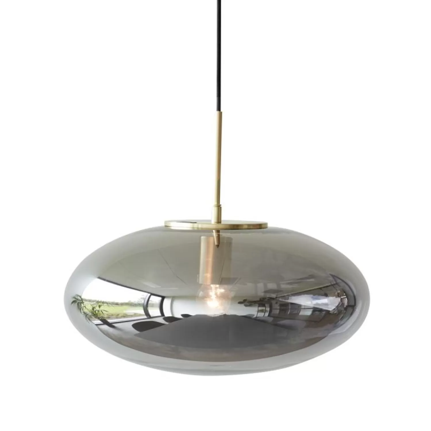 Hübsch Ceiling Lights^Reflect Pendant Ellipse Grey Brass, Smoked