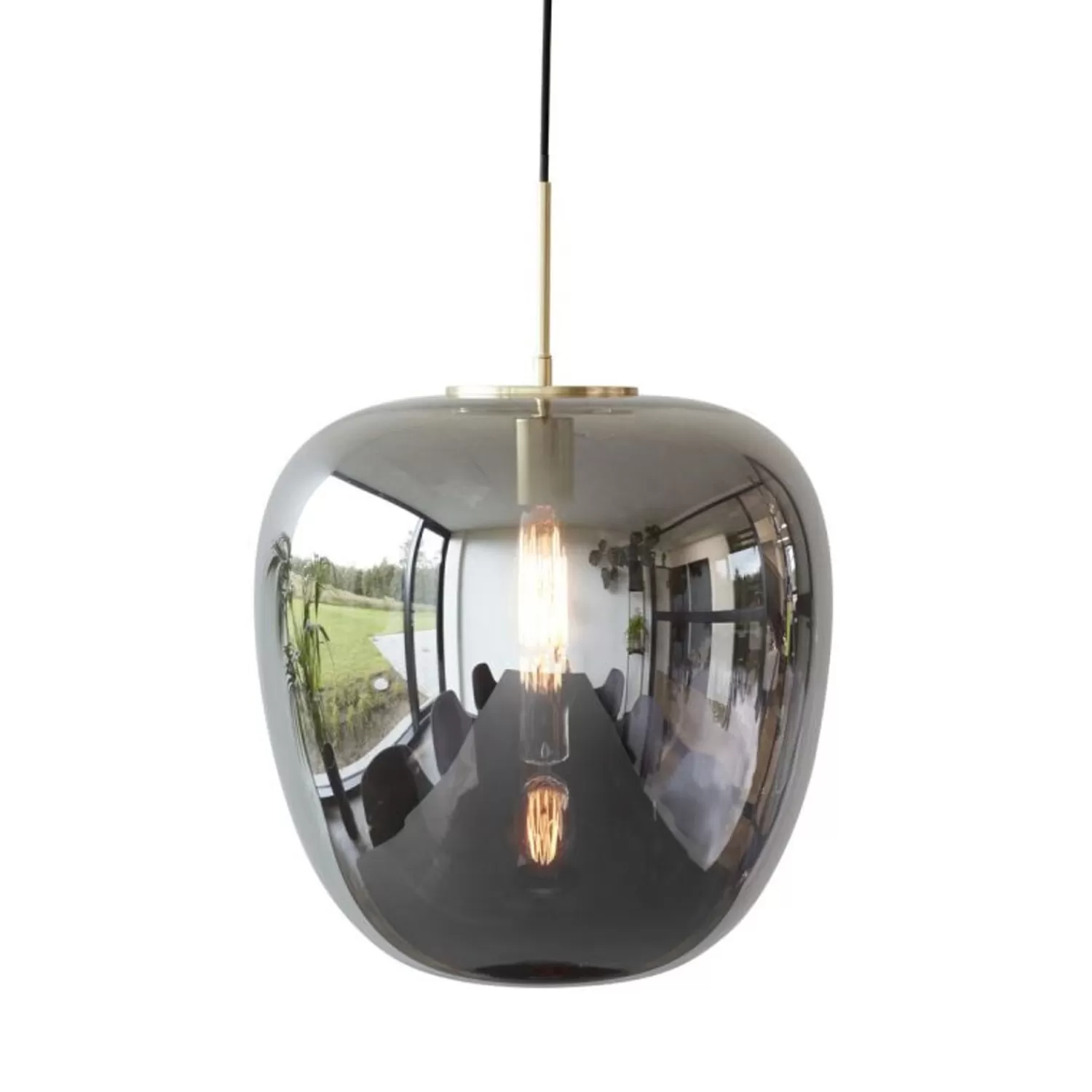 Hübsch Ceiling Lights^Reflect Pendant O40 Grey Brass, Smoked