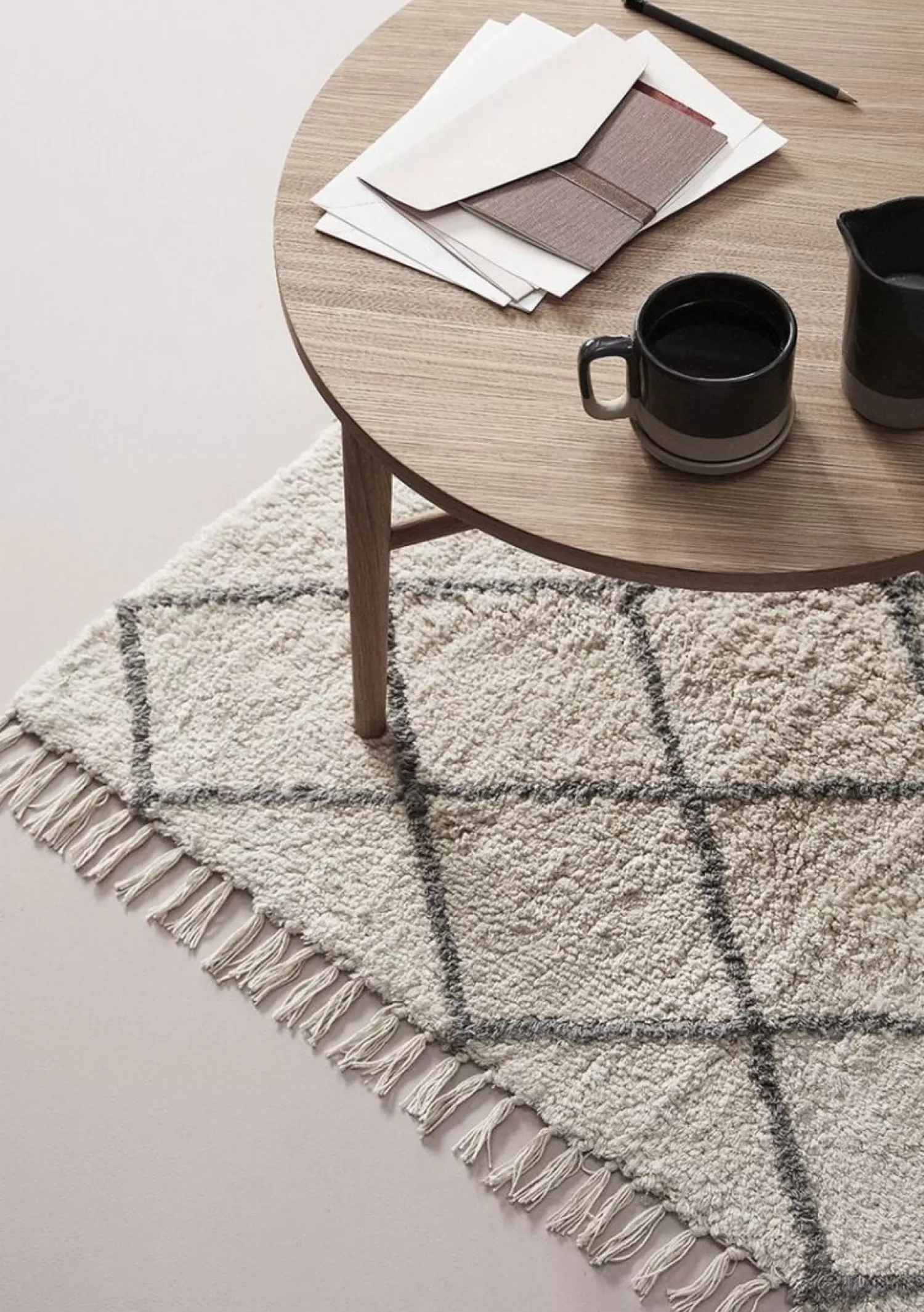 Hübsch Rugs^Rhomb Rug Small Offwhite Grey, Offwhite