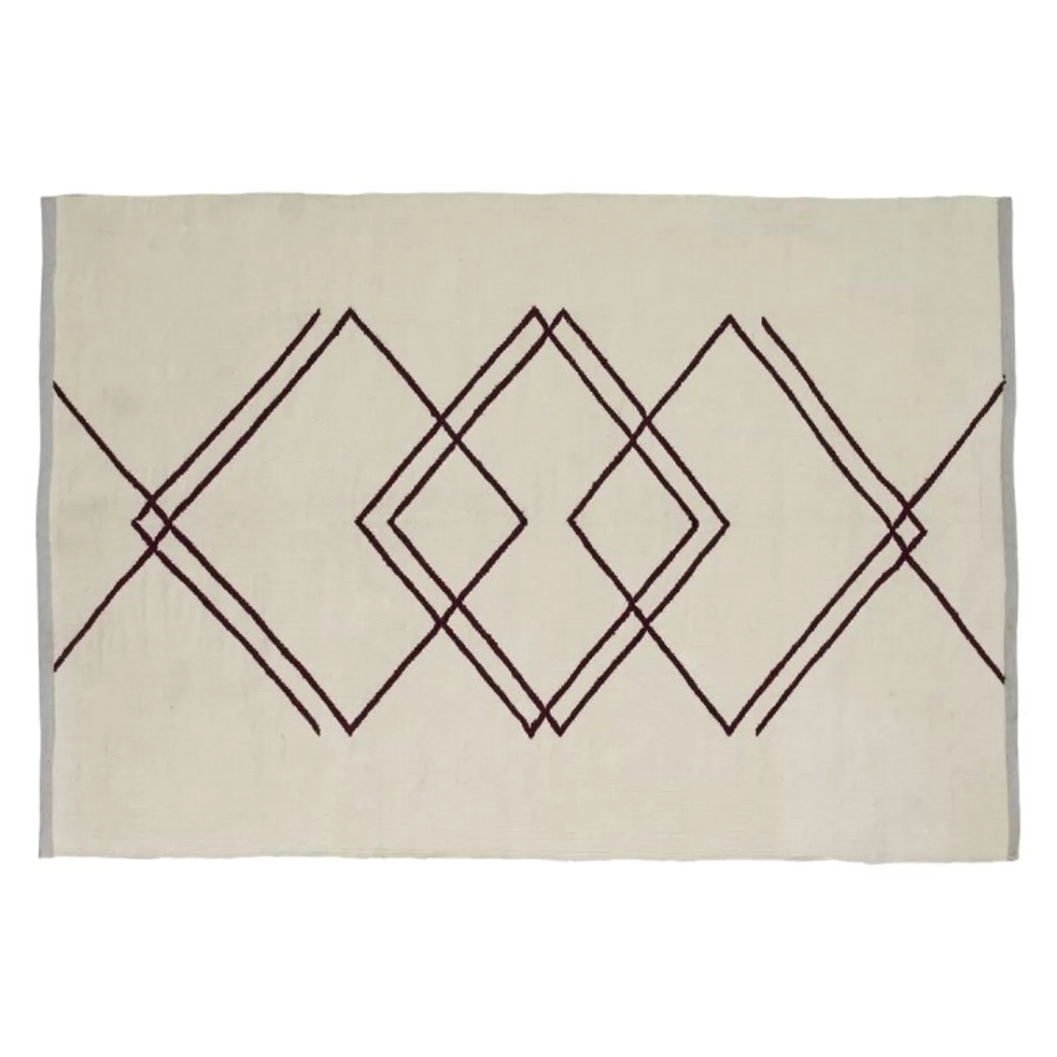 Hübsch Rugs^Rhomb Rug White/Burgundy Burgundy, Grey, White