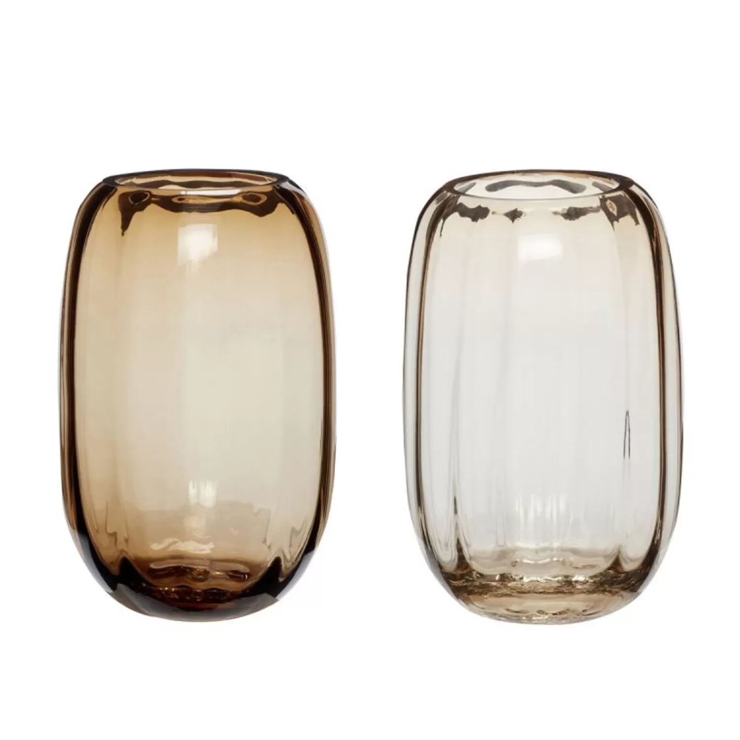 Hübsch Vases^Ripple Vases (Set Of 2) Brown