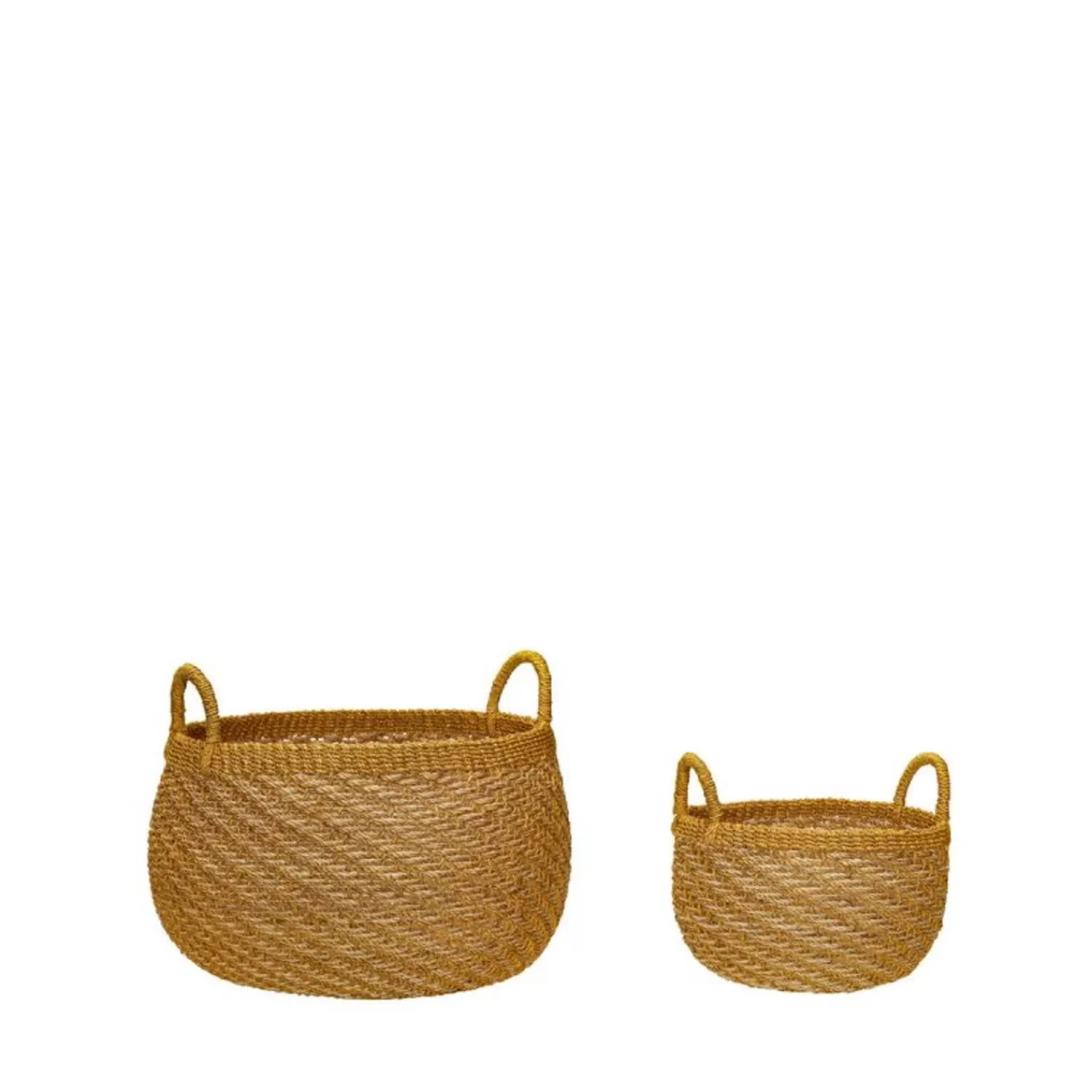 Hübsch Storage^Solar Baskets Natural/Orange (Set Of 2) Natural, Yellow