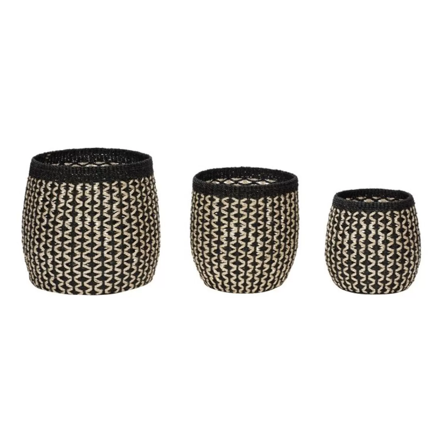 Hübsch Storage^Sprout Baskets Black/Natural (Set Of 3) Black, Natural