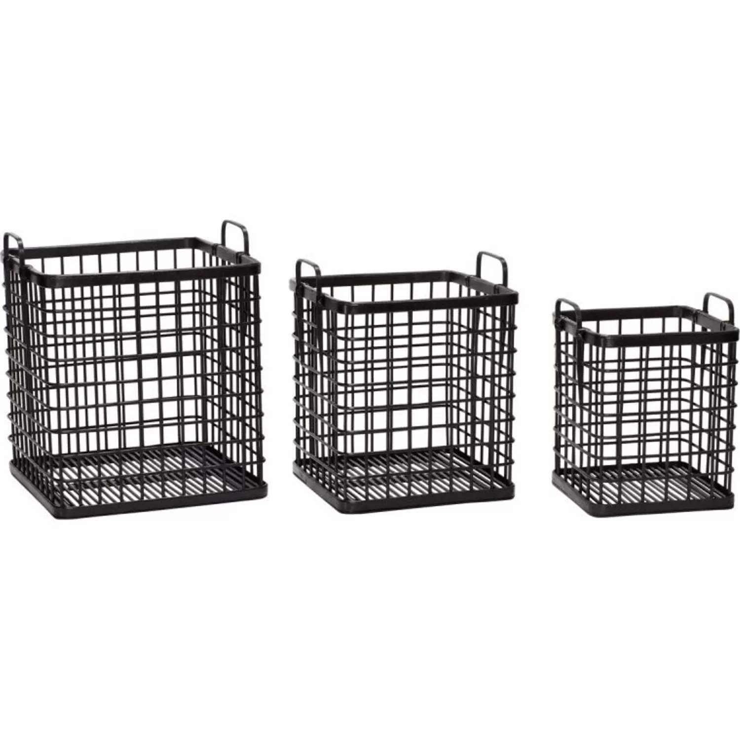 Hübsch Storage^Square Baskets (Set Of 3) Black